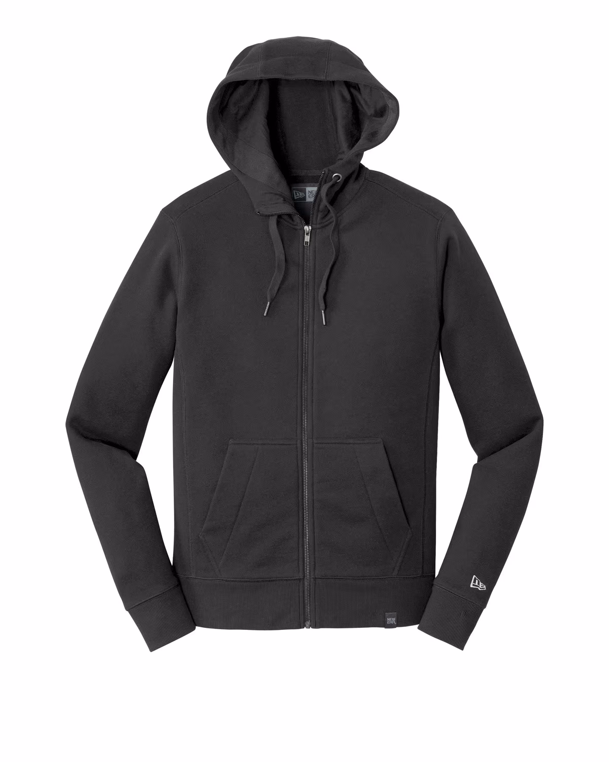 Custom New Era French Terry Full-Zip Hoodie - Black flat front
