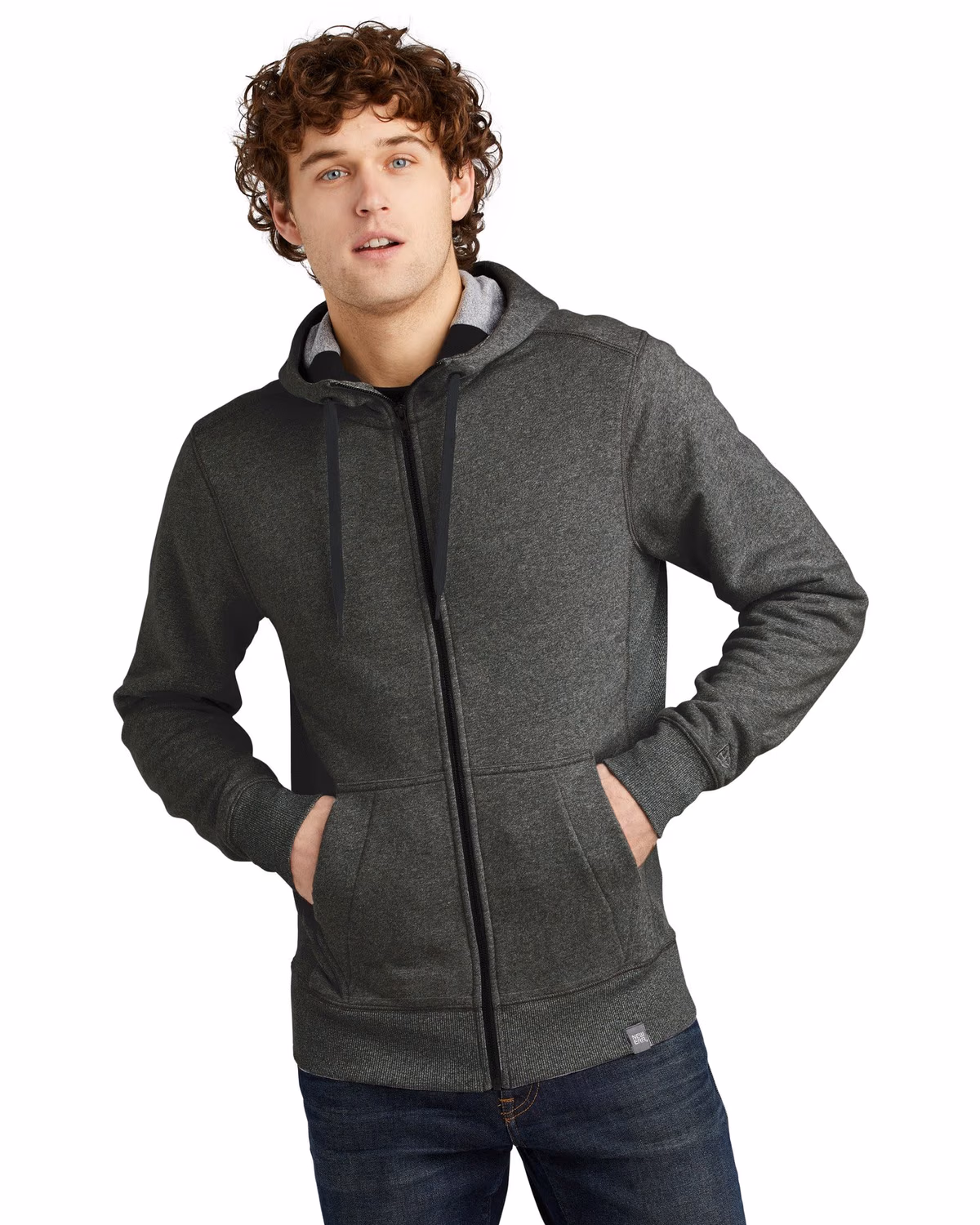 Custom New Era French Terry Full-Zip Hoodie - Black Twist front