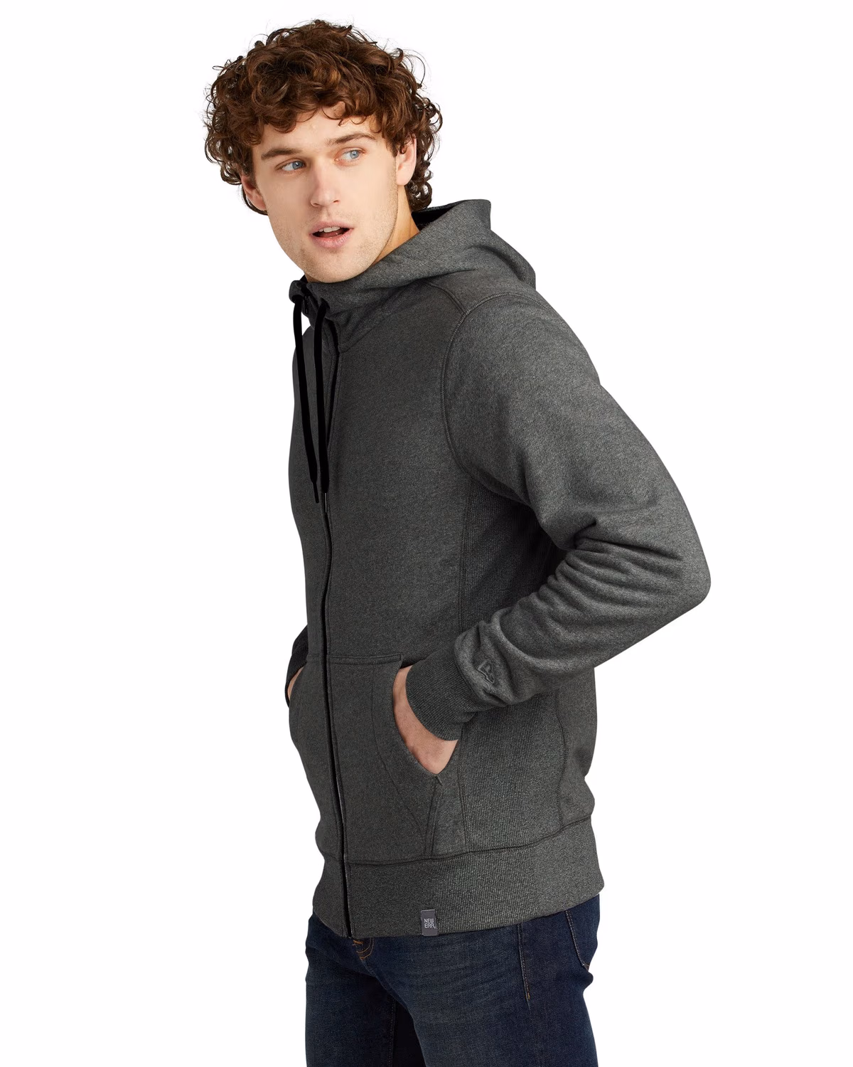 Custom New Era French Terry Full-Zip Hoodie - Black Twist side