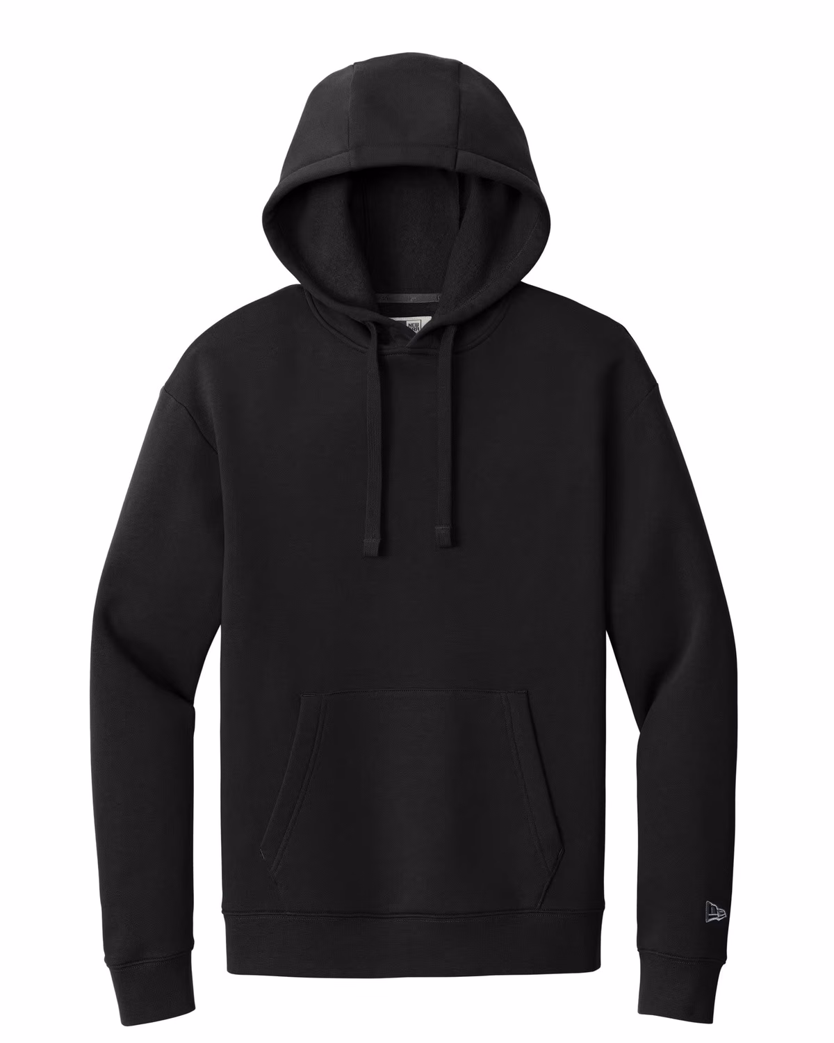 Custom New Era Heritage Fleece Pullover Hoodie - Black flat front