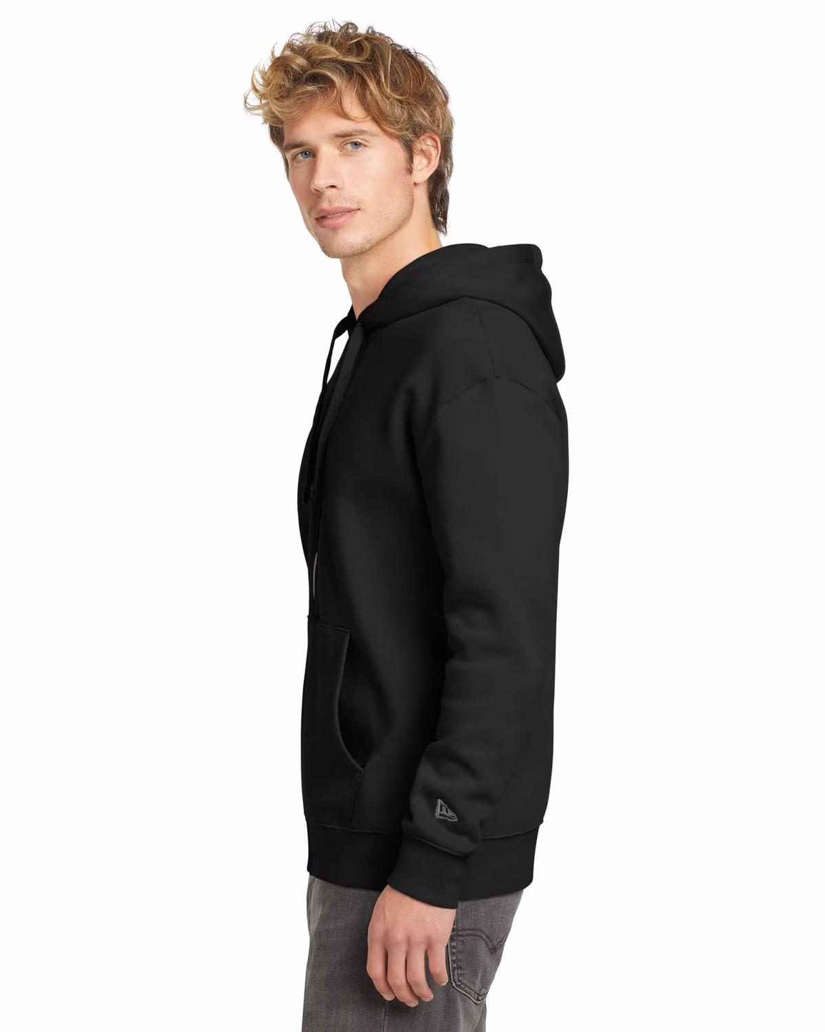 Custom New Era Heritage Fleece Full-Zip Hoodie - Black side