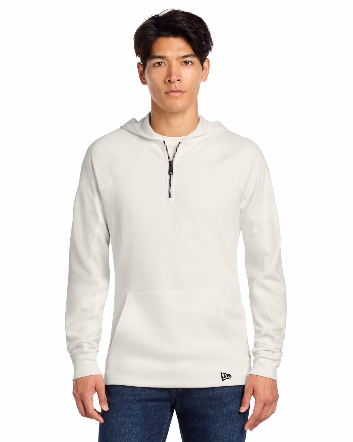 Custom New Era STS 1/4-Zip Hoodie - Fan White front