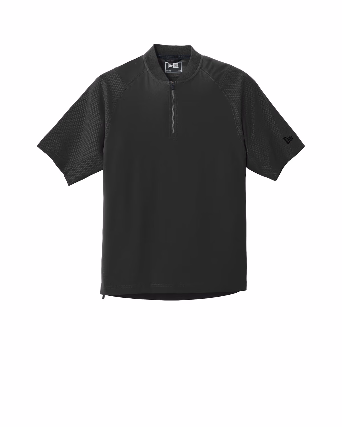 Custom New Era Cage Short Sleeve 1/4-Zip Jacket - Black flat front