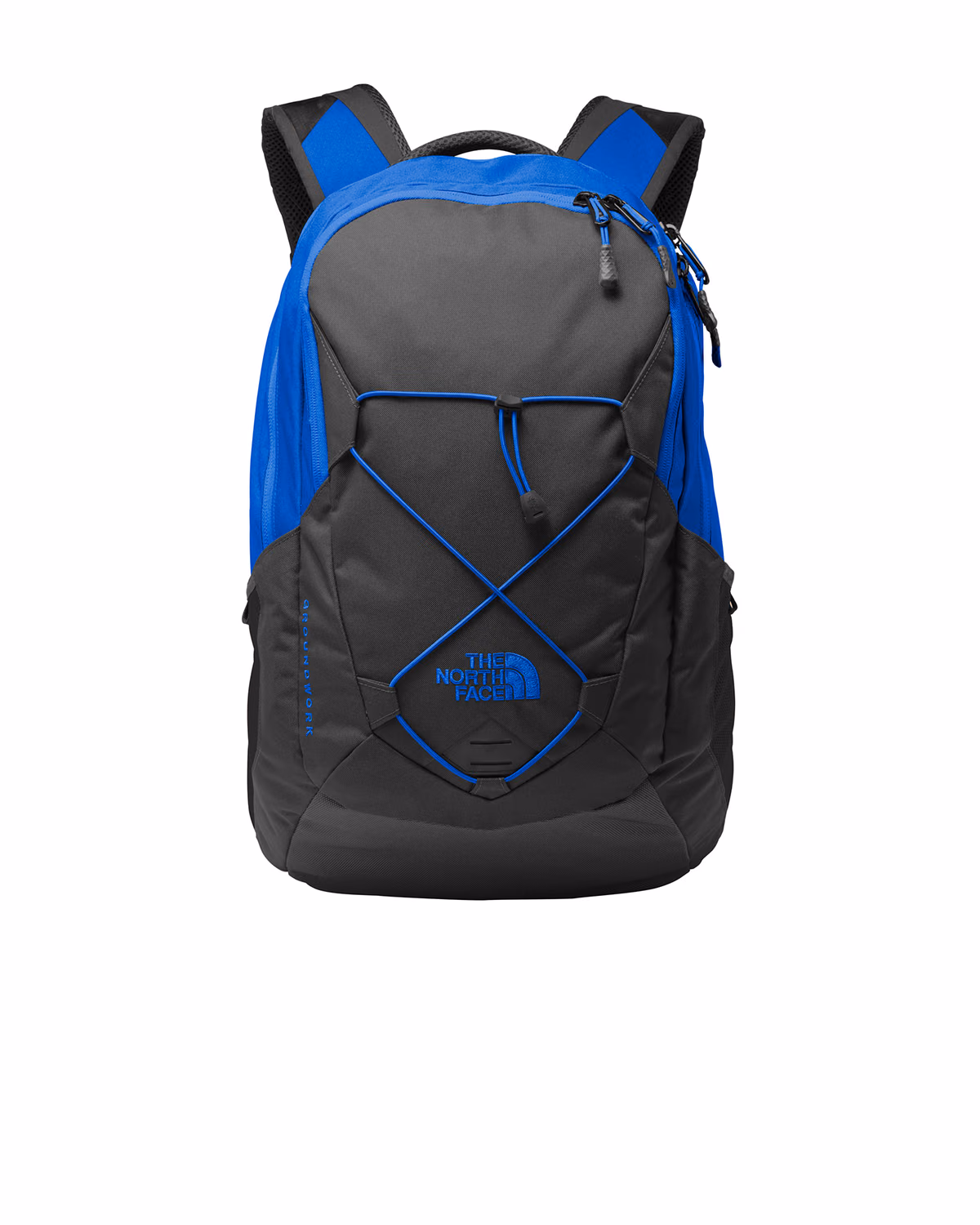 Custom The North Face Groundwork Backpack - Monster Blue/ Asphalt Grey - flat front