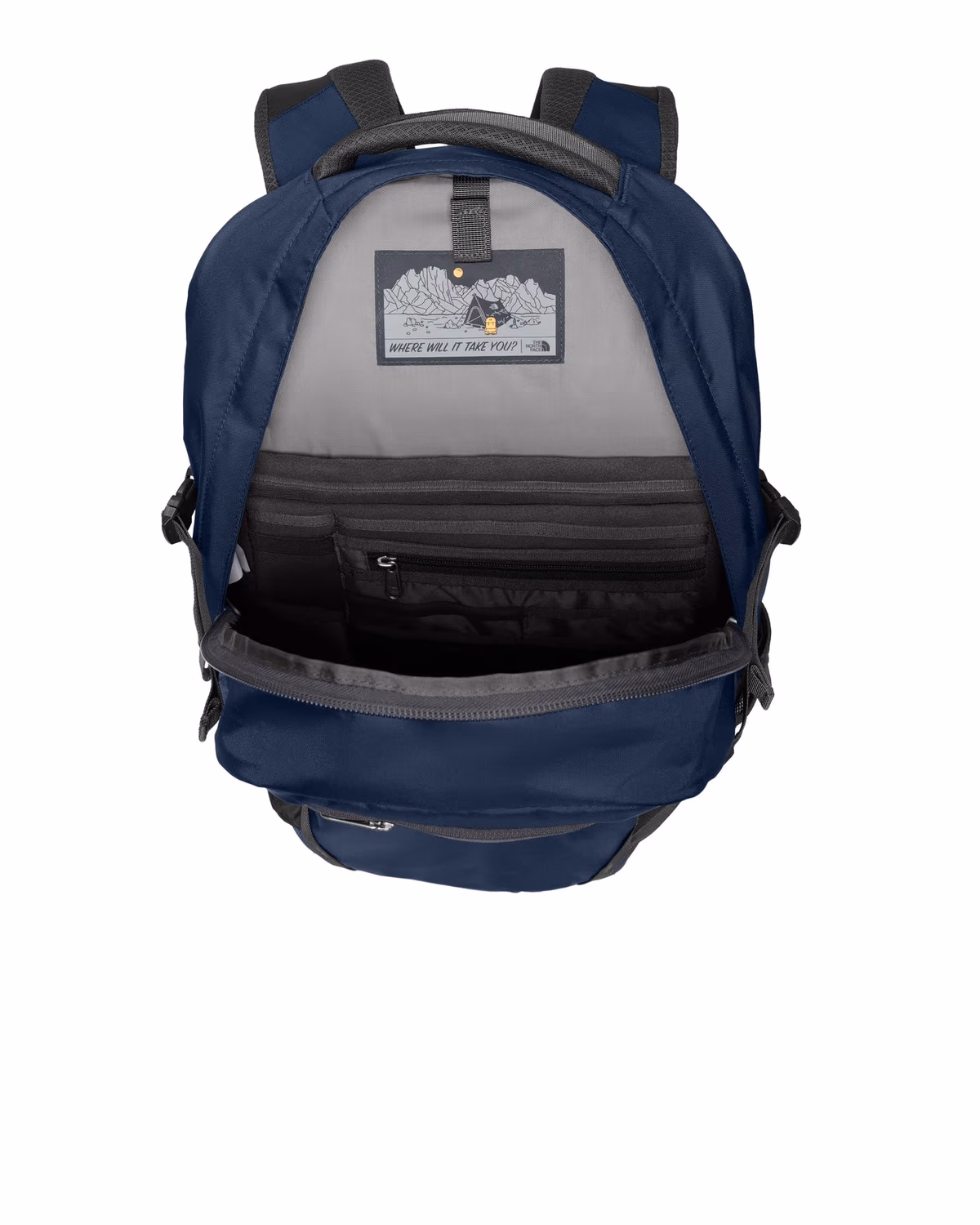 Custom The North Face Fall Line Backpack - Cosmic Blue/ Asphalt Grey inside