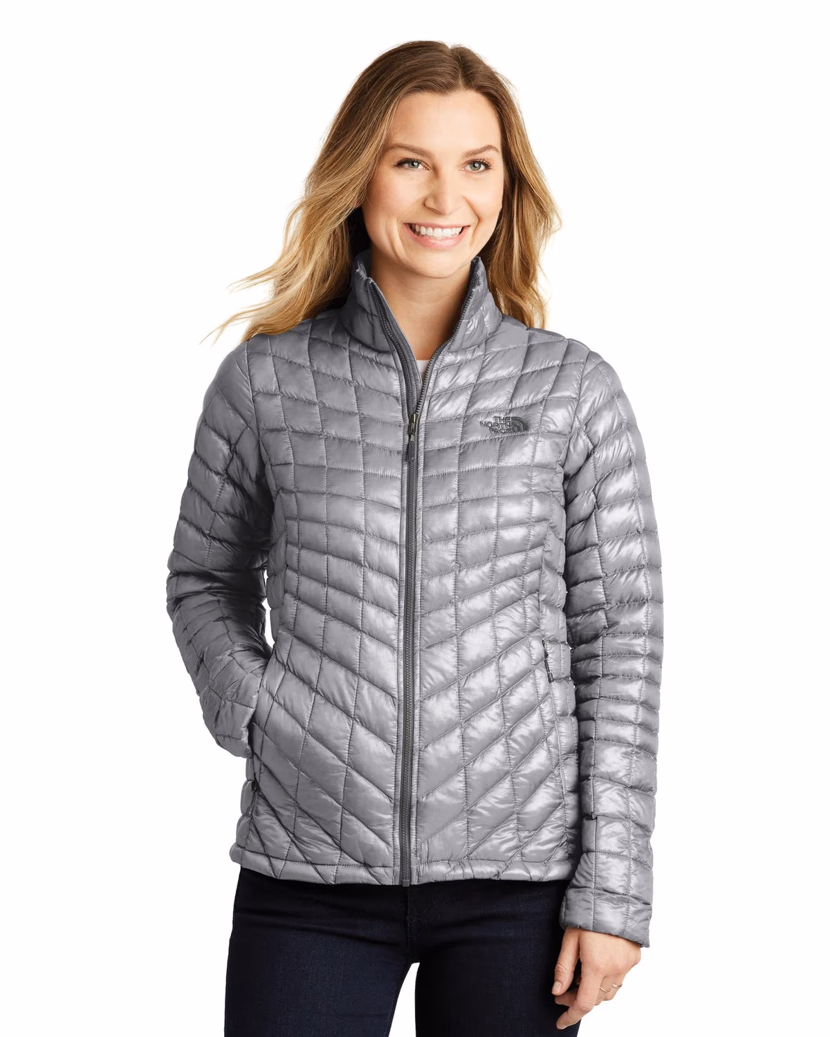 Custom The North Face Women's ThermoBall Trekker Jacket - Mid Grey front 2