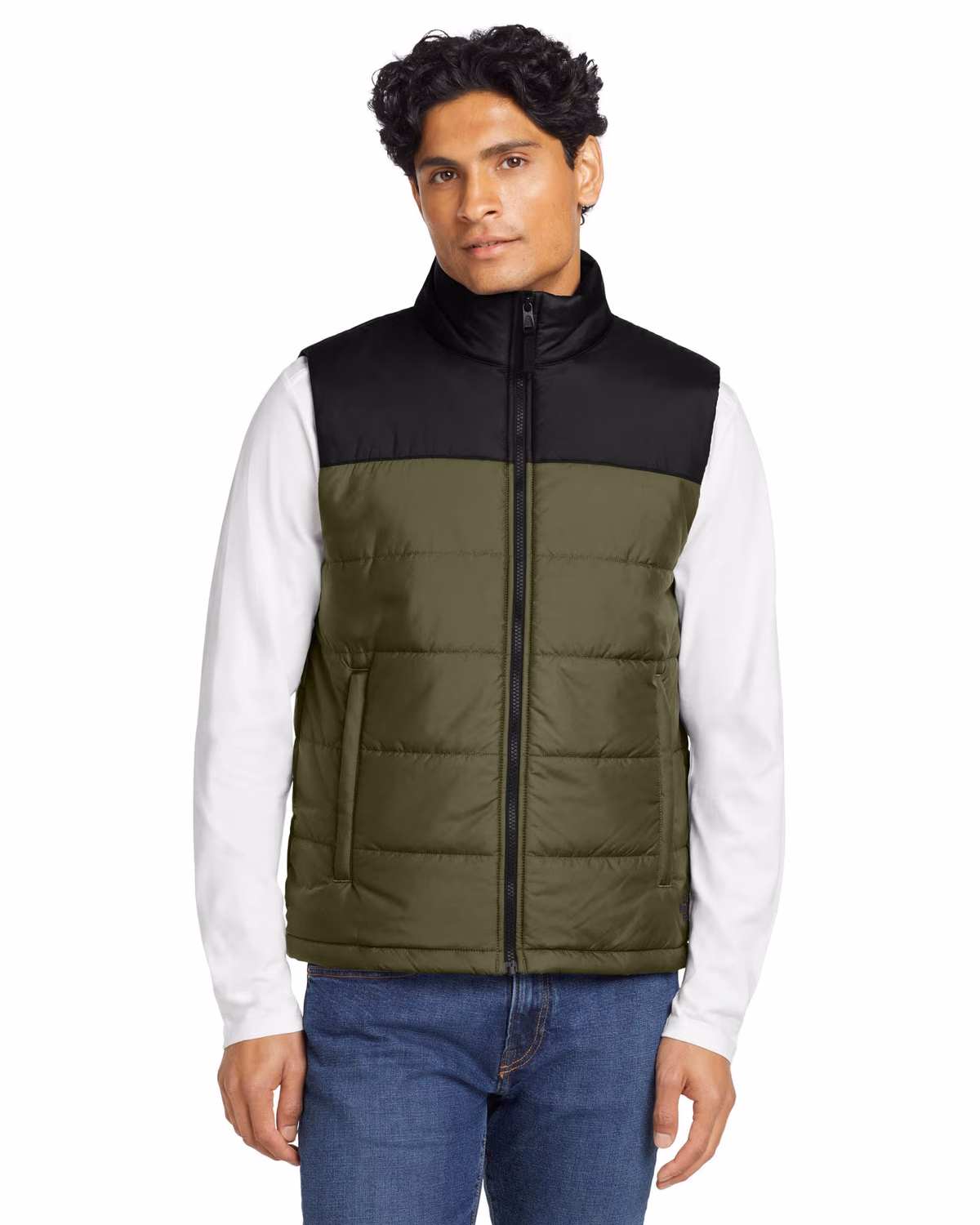 Custom The North Face Everyday Insulated Vest - Burnt Olive Green front 2