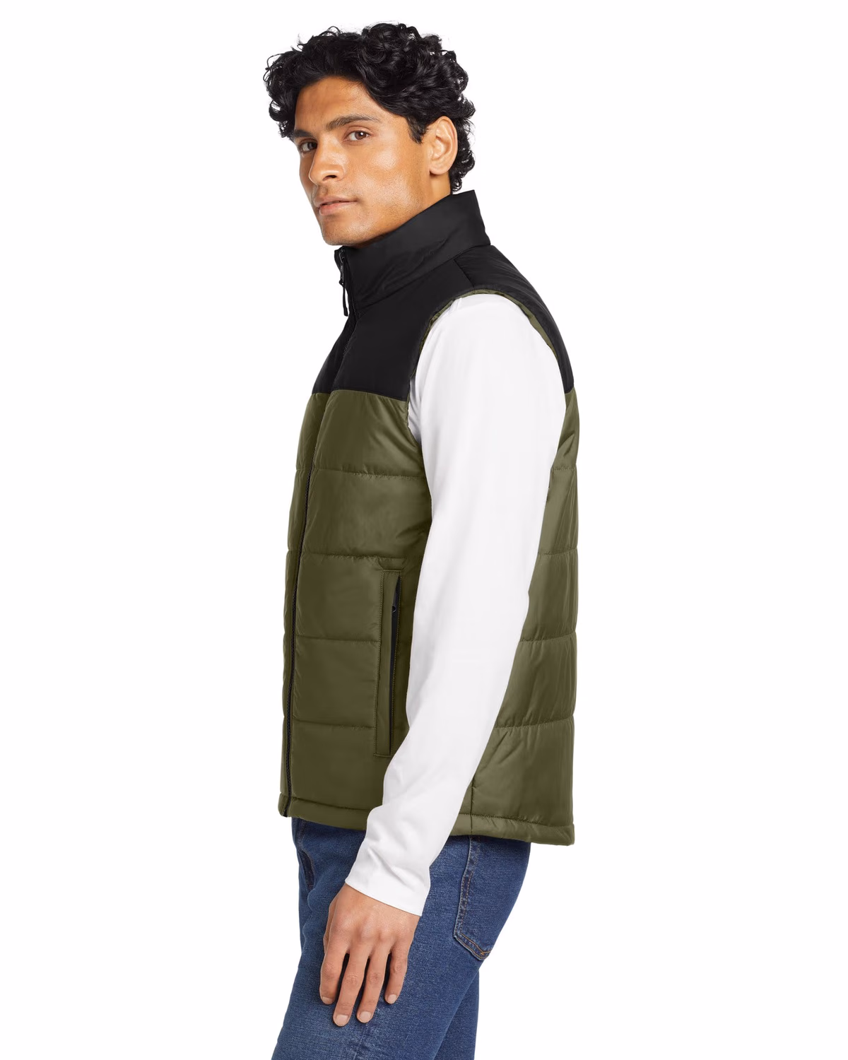 Custom The North Face Everyday Insulated Vest - Burnt Olive Green side