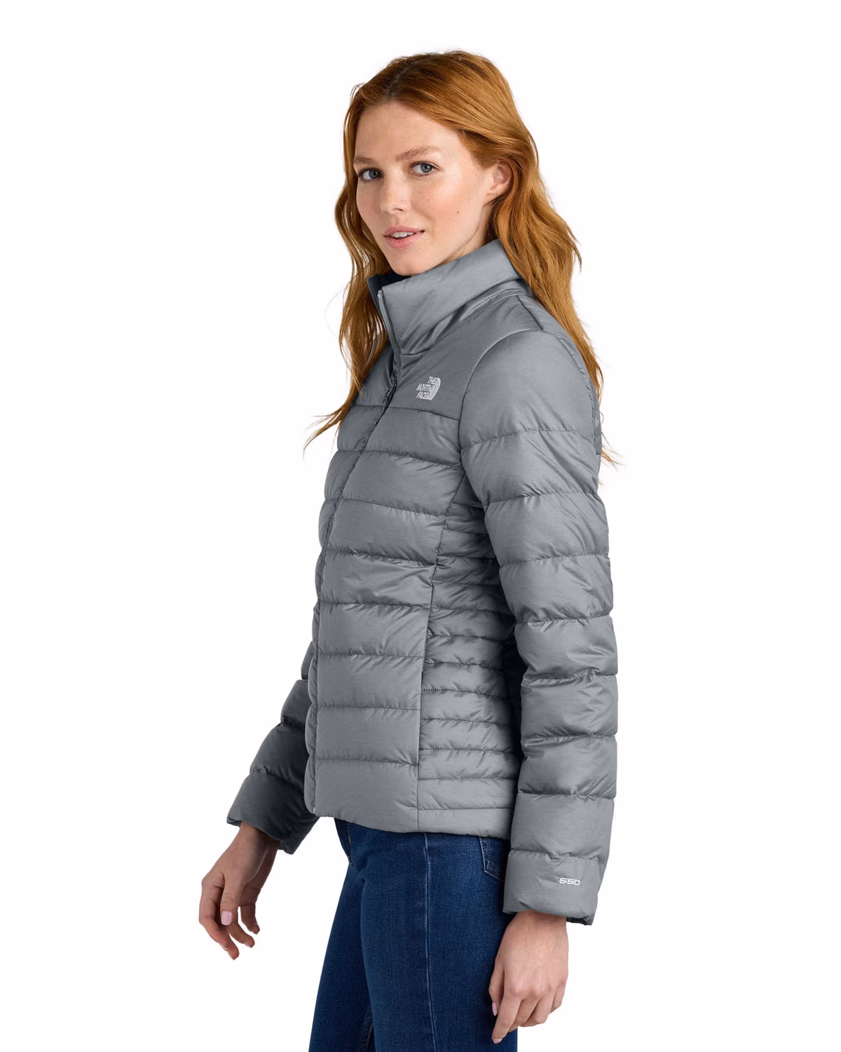 Custom The North Face Women’s Down Hybrid Jacket - TNF Medium Grey Heather side