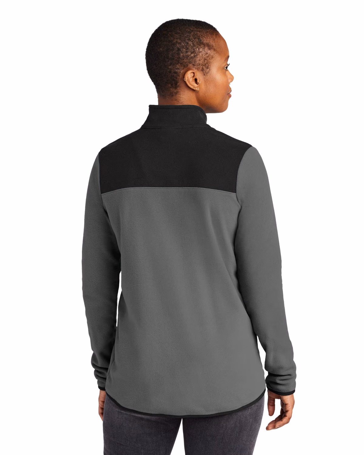 Custom The North Face Women's Glacier 1/4-Zip Fleece - Asphalt Grey/ TNF Black back 2