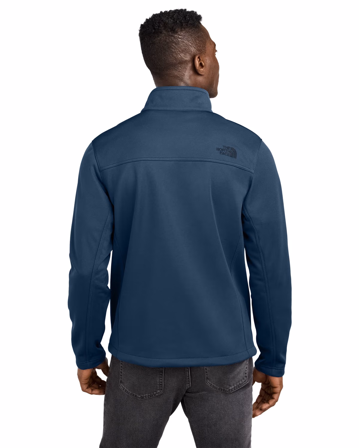 Custom The North Face Chest Logo Ridgewall Soft Shell Jacket - Shady Blue back 2
