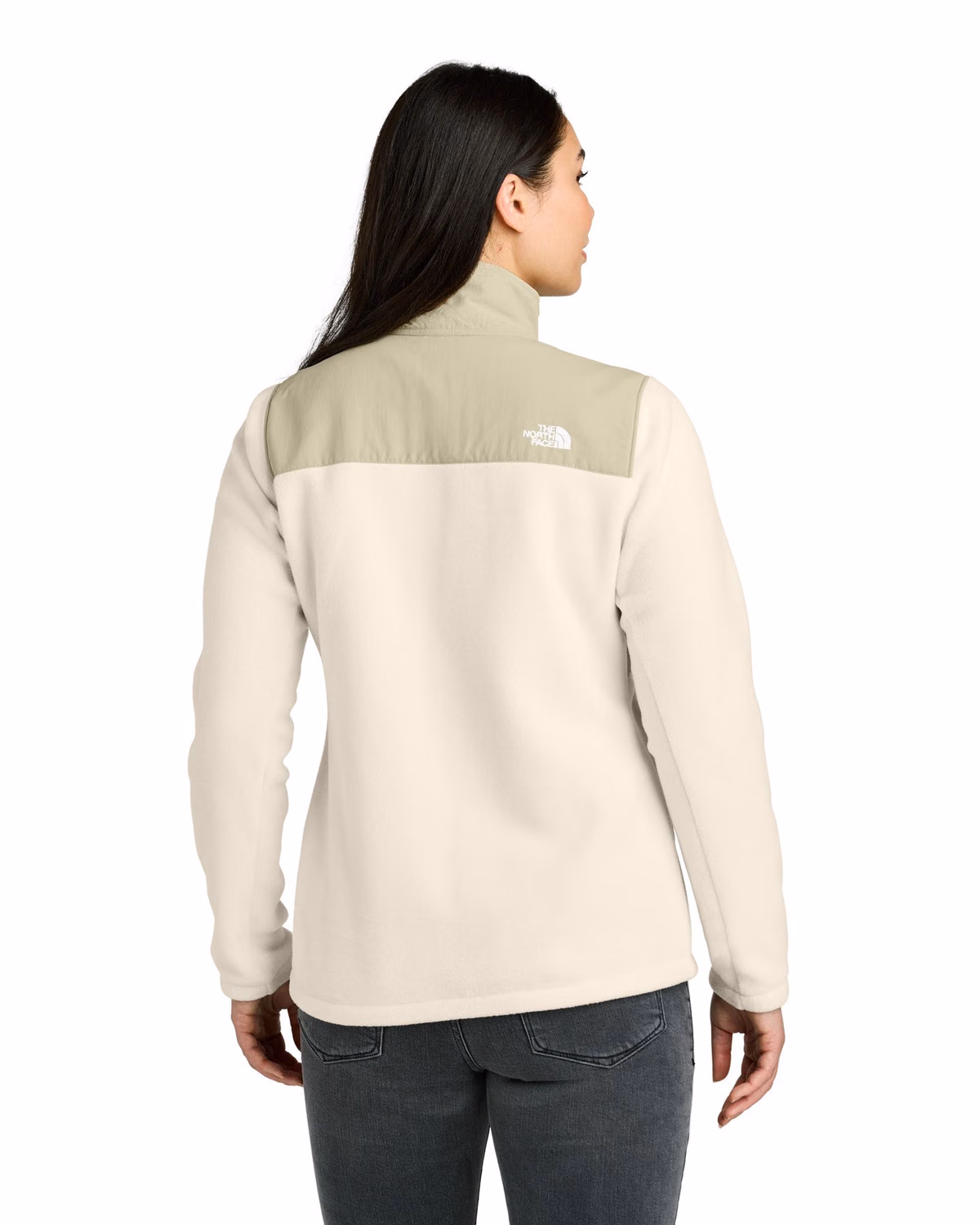 Custom The North Face Women’s Highest Peak Full-Zip Fleece Jacket - Gardenia White/ Gravel back 2