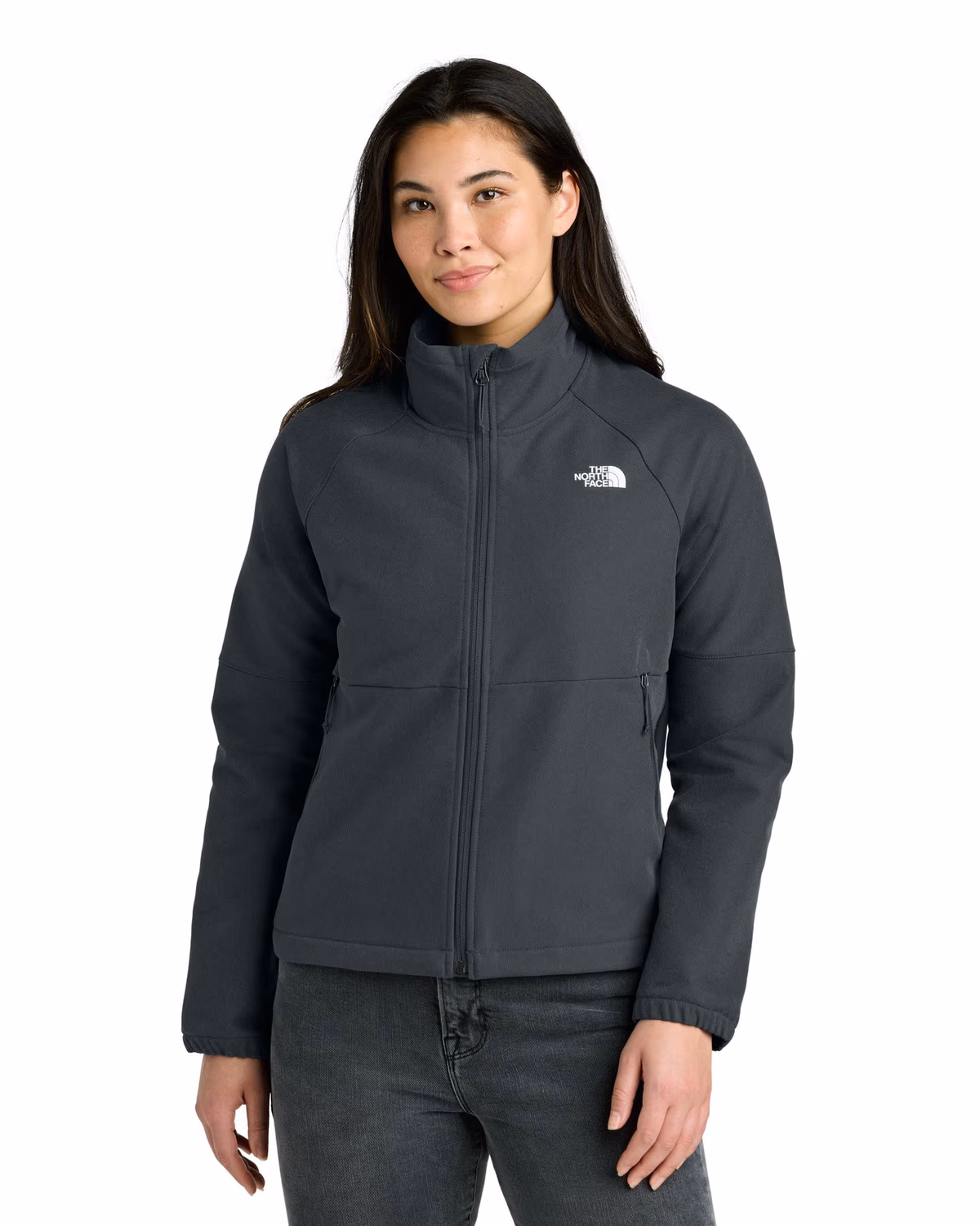 Custom The North Face Women’s Barr Lake Soft Shell Jacket - Asphalt Grey Dark Heather front 2