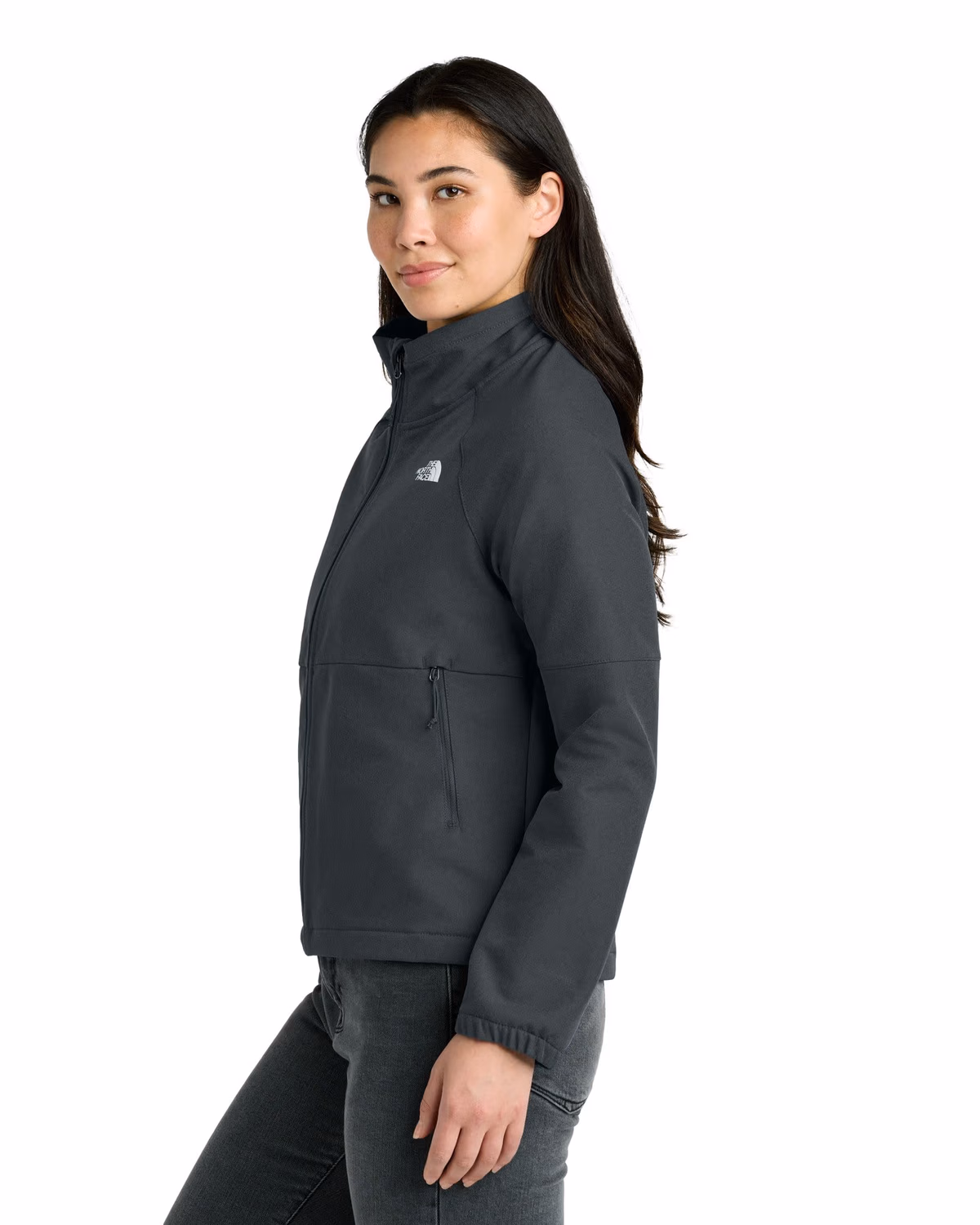Custom The North Face Women’s Barr Lake Soft Shell Jacket - Asphalt Grey Dark Heather side