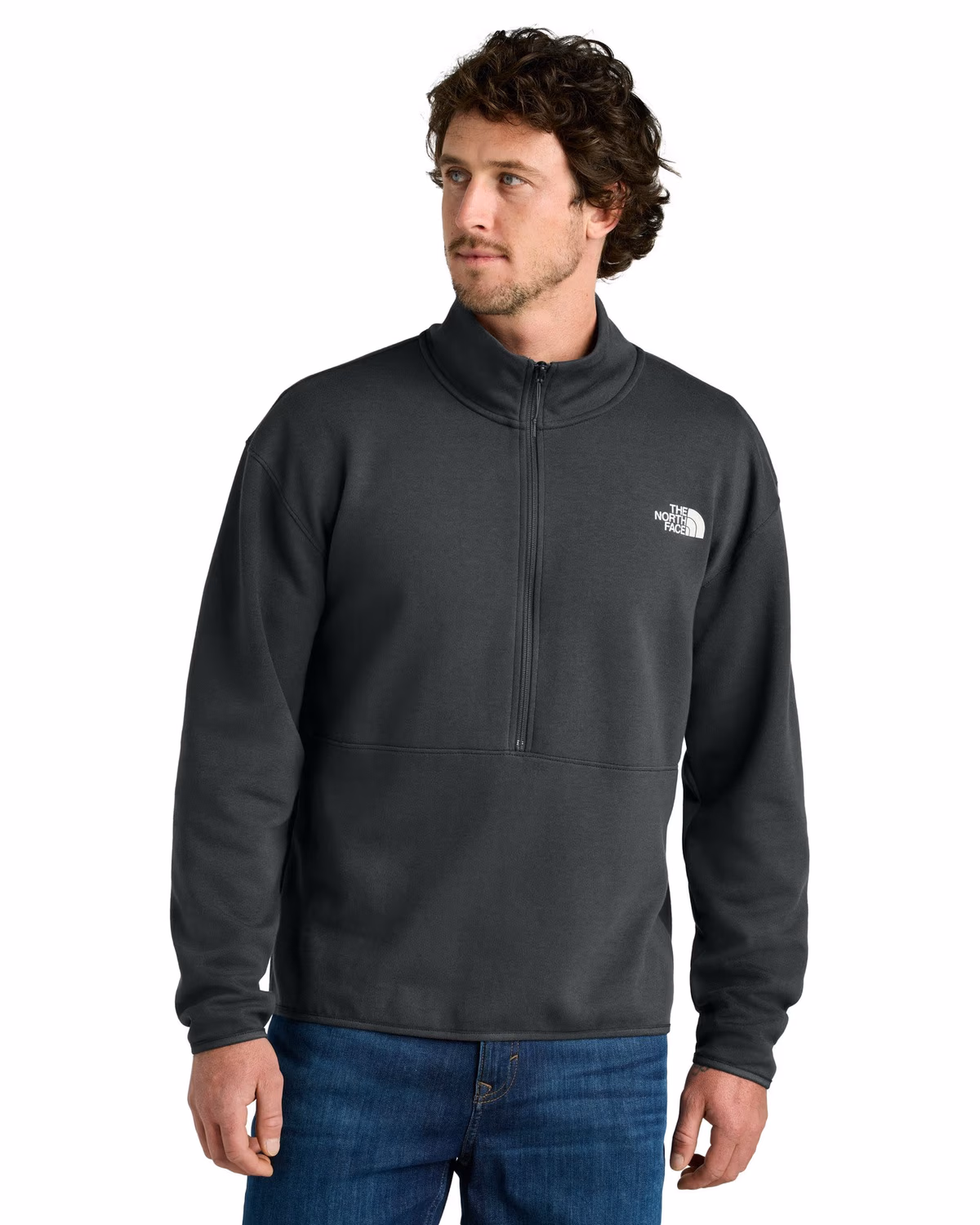 Custom The North Face Double-Knit 1/2-Zip Fleece - Asphalt Grey front 2