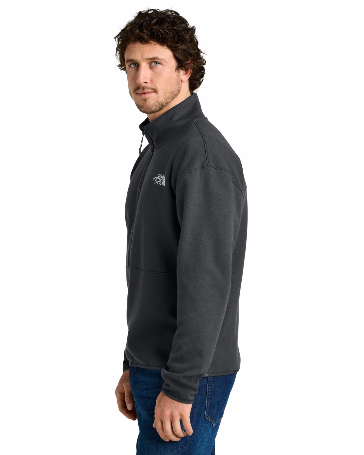 Custom The North Face Double-Knit 1/2-Zip Fleece - Asphalt Grey side