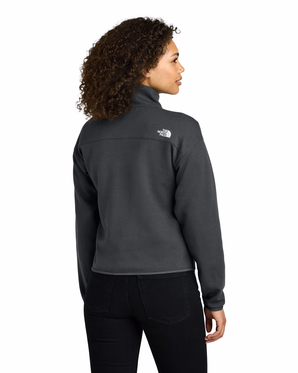 Custom The North Face Women’s Double-Knit 1/2-Zip Fleece - Asphalt Grey back 2