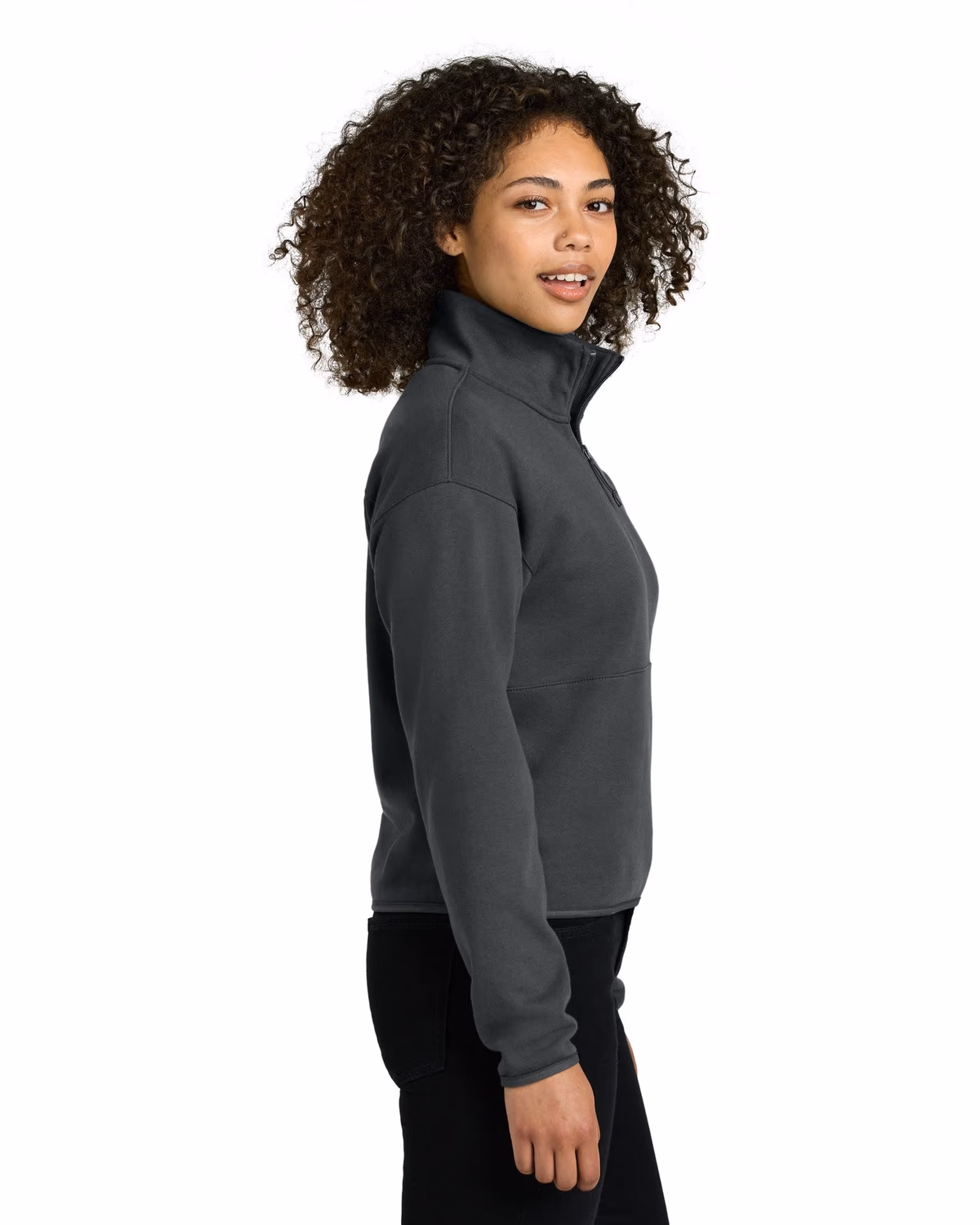 Custom The North Face Women’s Double-Knit 1/2-Zip Fleece - Asphalt Grey side