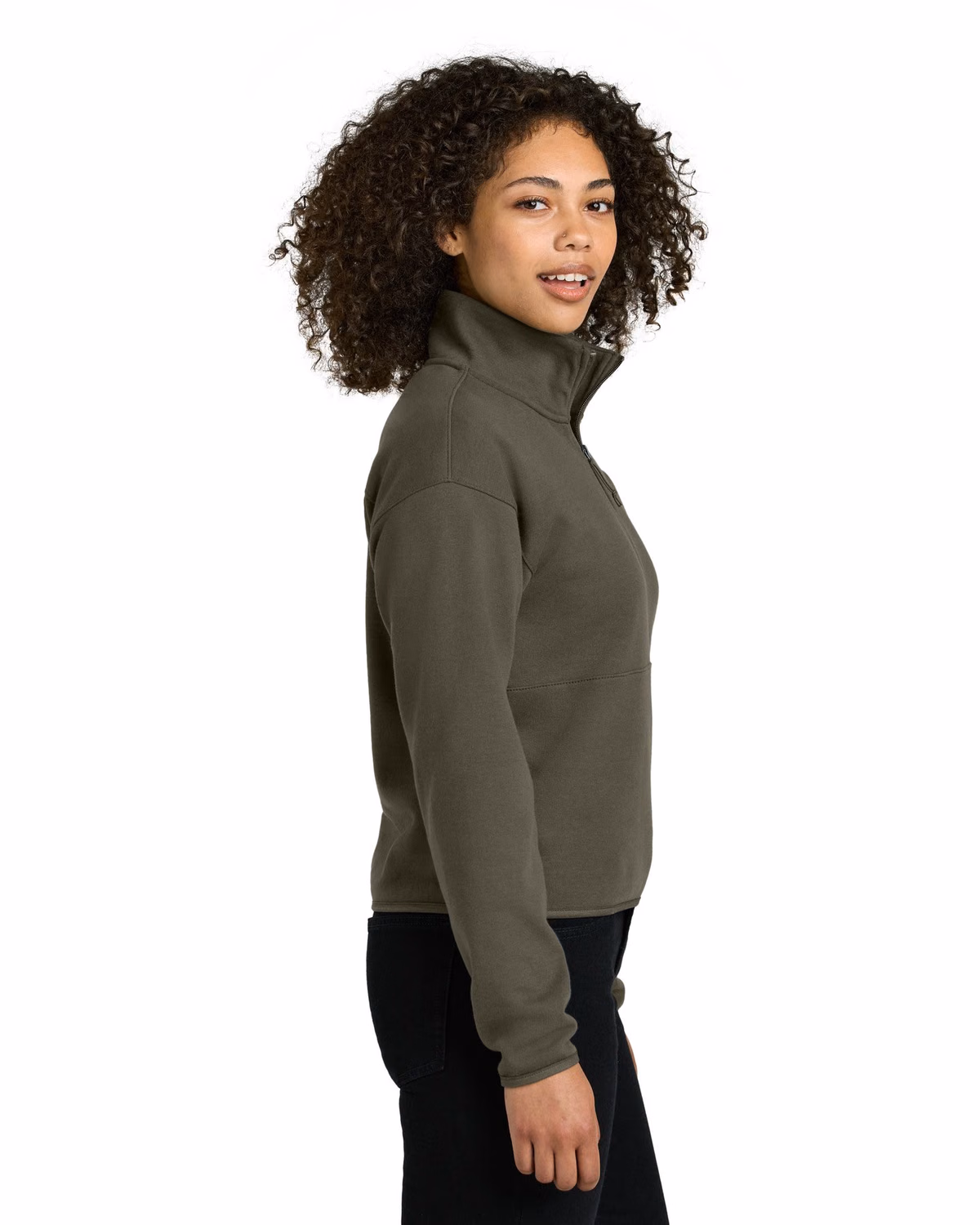 Custom The North Face Women’s Double-Knit 1/2-Zip Fleece - New Taupe Green side