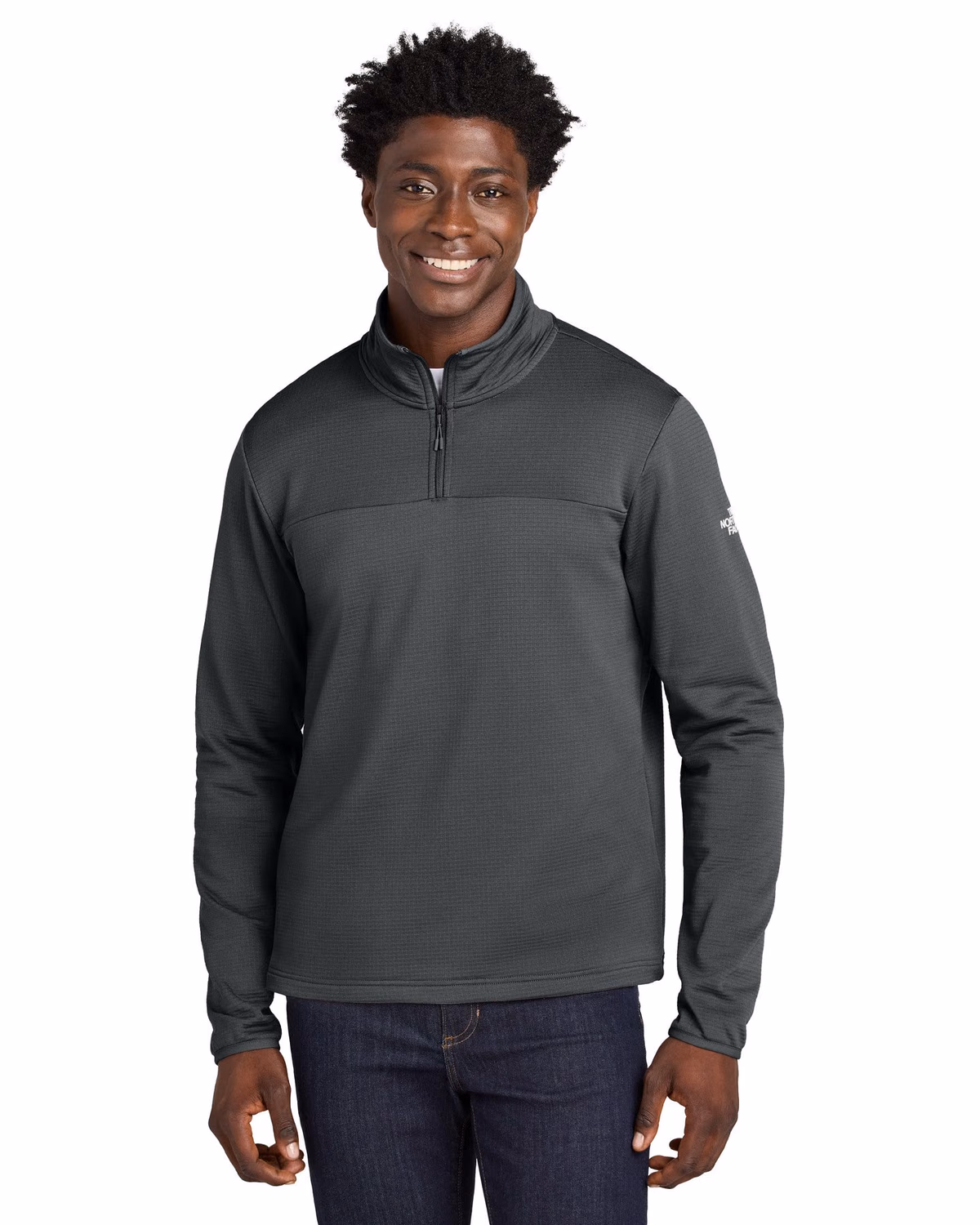 Custom The North Face Aim 1/4-Zip Fleece - Asphalt Grey front 2