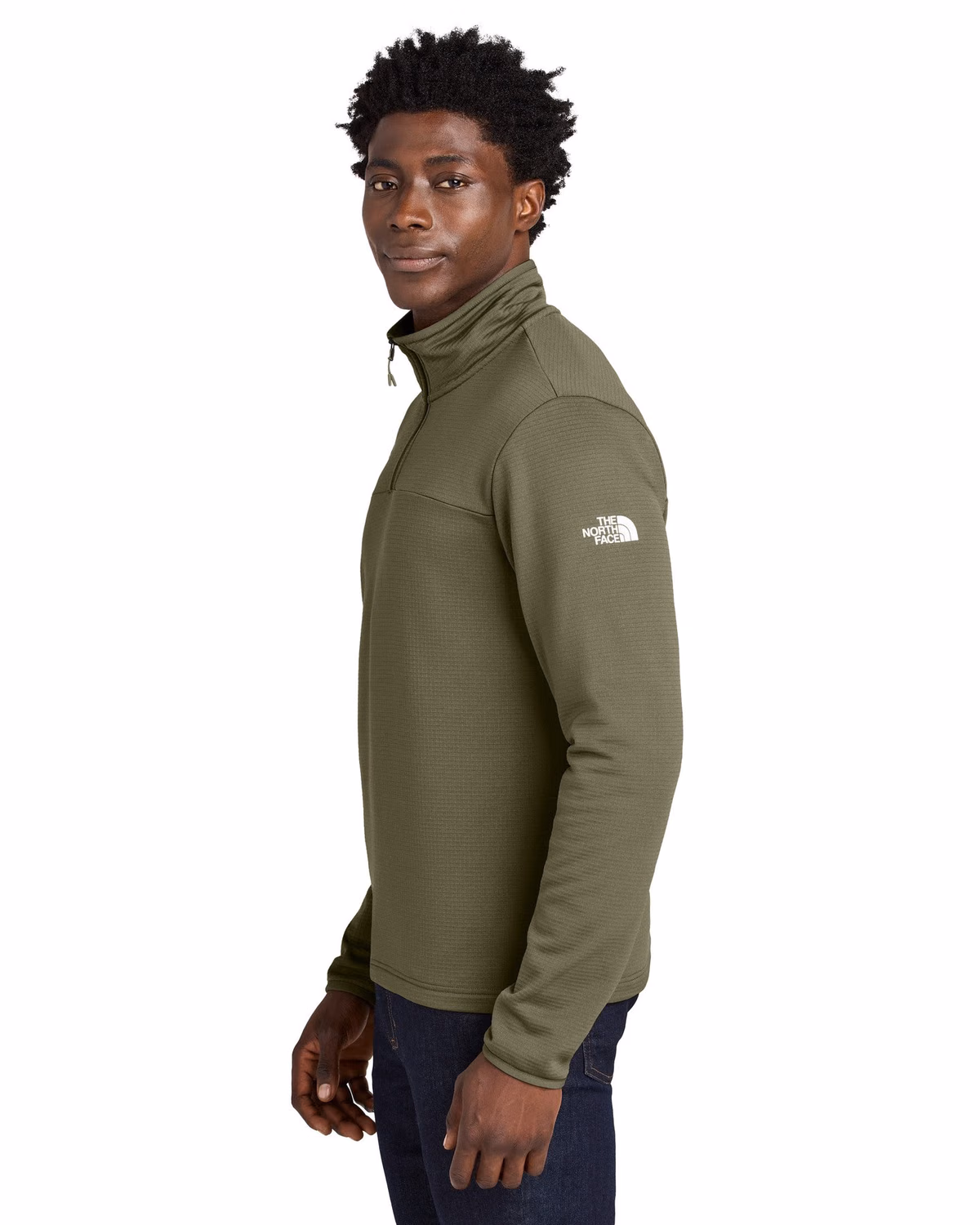 Custom The North Face Aim 1/4-Zip Fleece - Burnt Olive Green side