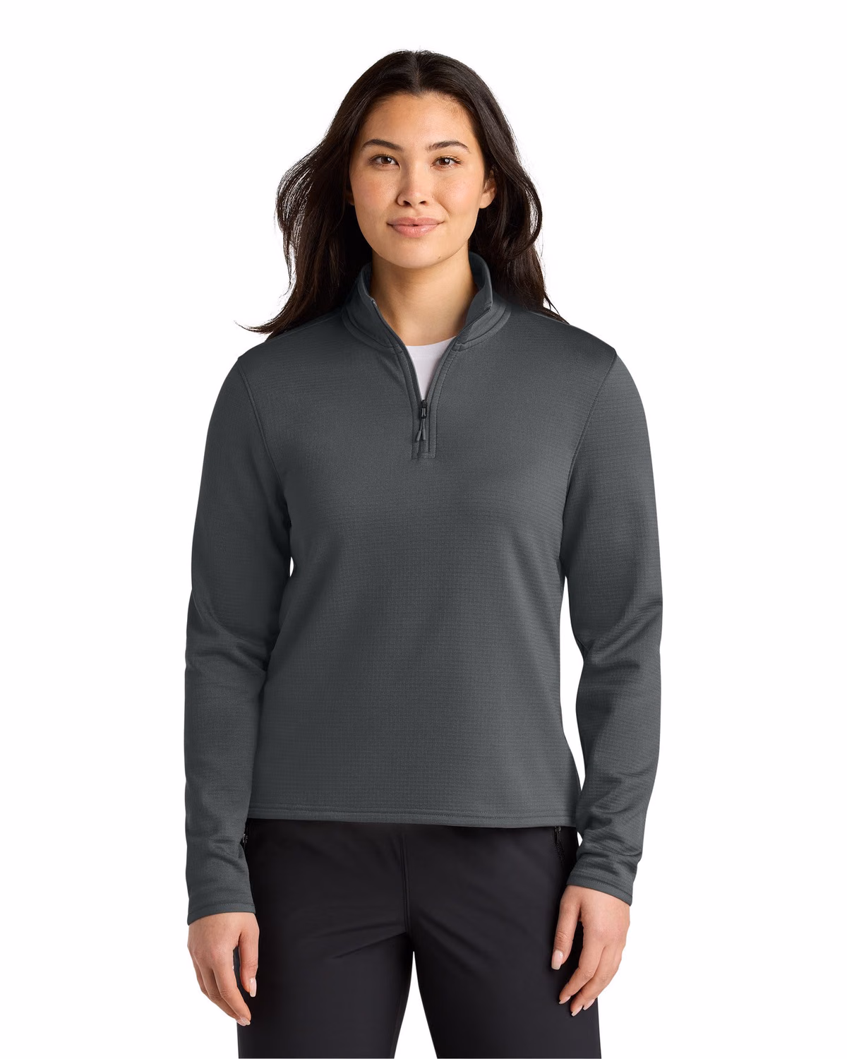 Custom The North Face Women’s Aim 1/4-Zip Fleece - Asphalt Grey front 2