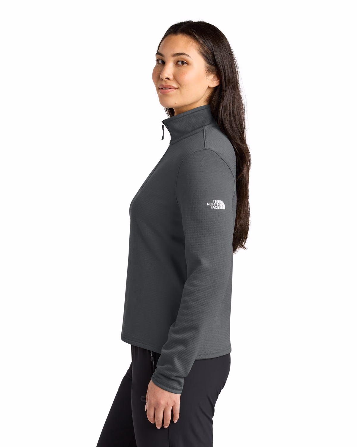 Custom The North Face Women’s Aim 1/4-Zip Fleece - Asphalt Grey side