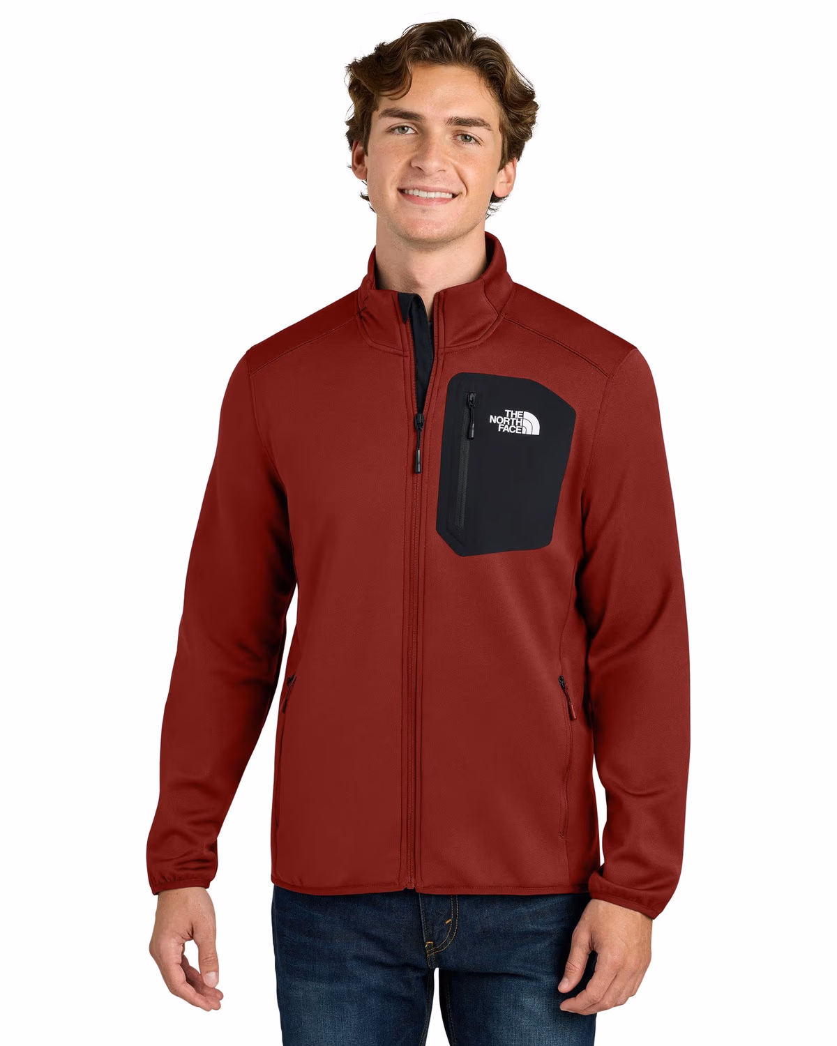 Custom The North Face Dove Creek Full-Zip Fleece Jacket - Cardinal Red front 2
