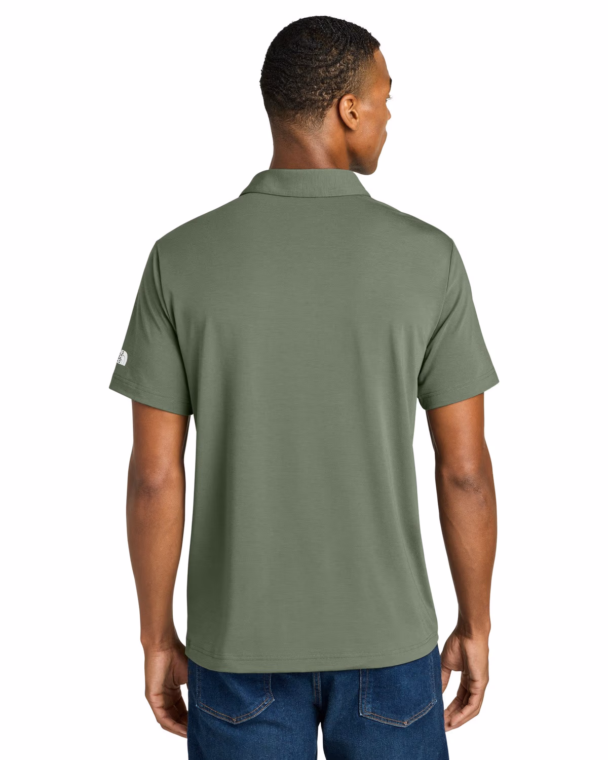 Custom The North Face Canyon Crest Polo - Bark Mist Green back 2