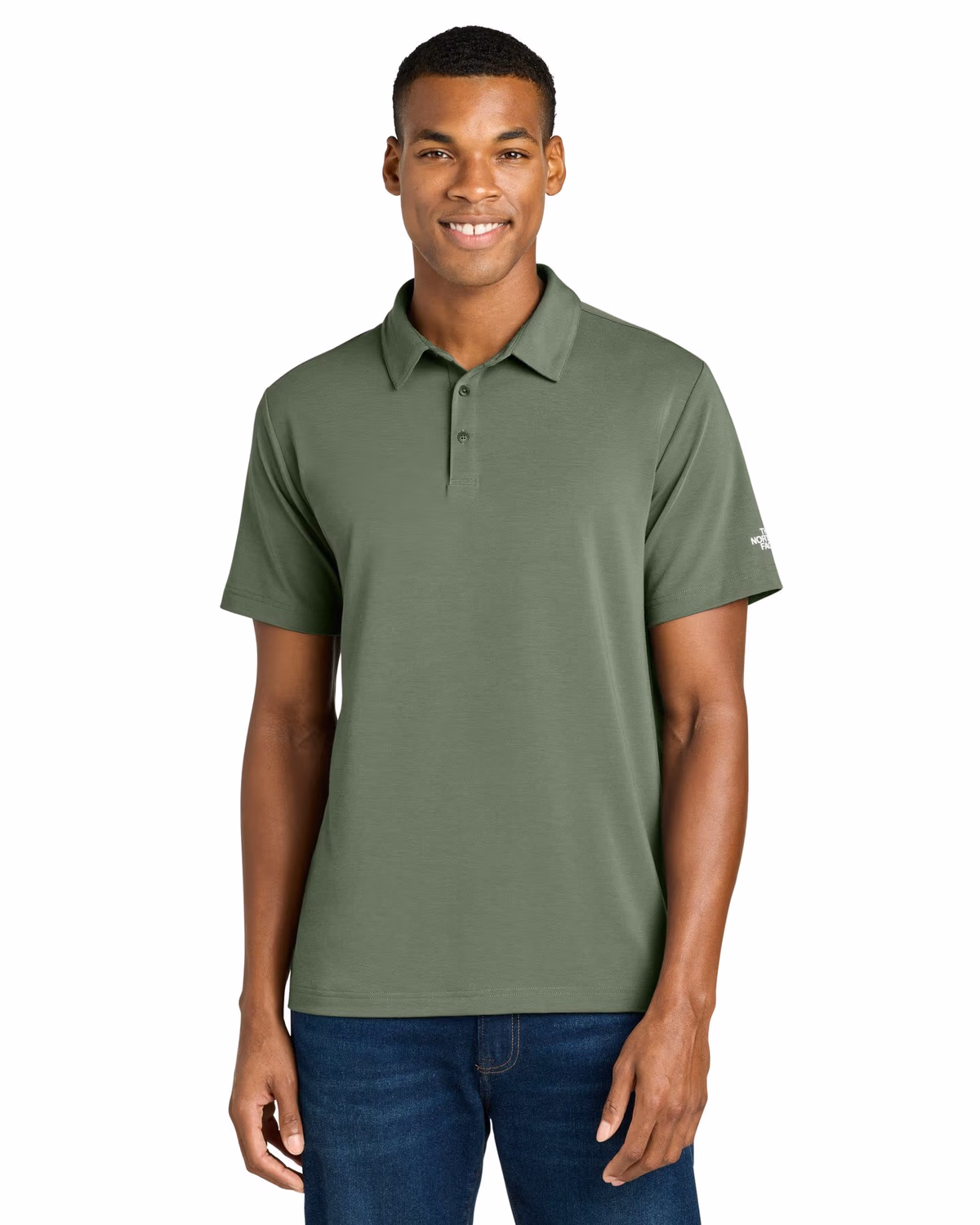 Custom The North Face Canyon Crest Polo - Bark Mist Green front 2