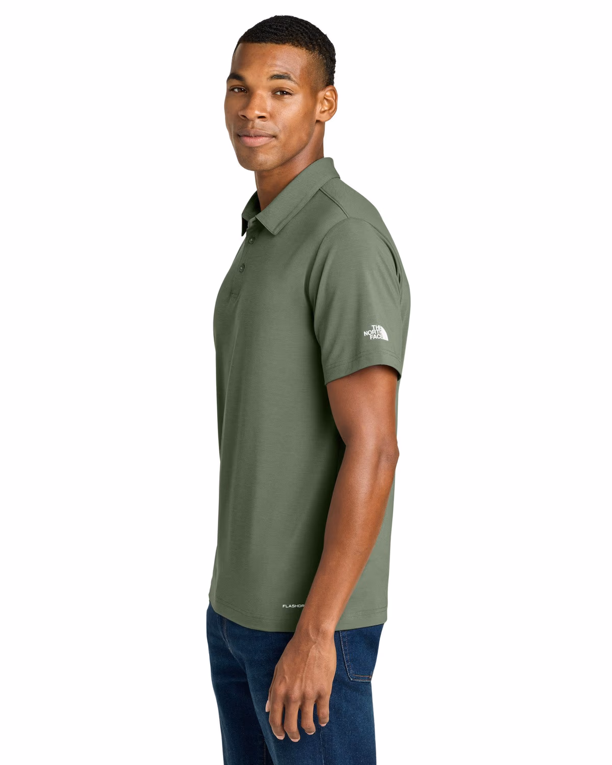 Custom The North Face Canyon Crest Polo - Bark Mist Green side