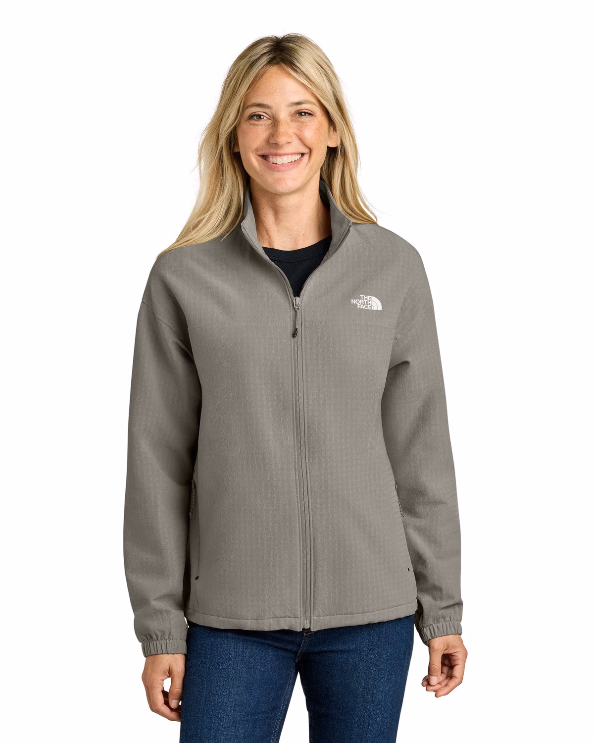 Custom The North Face Women’s Mountain Horizon Jacket - Stone Slab Grey front 2