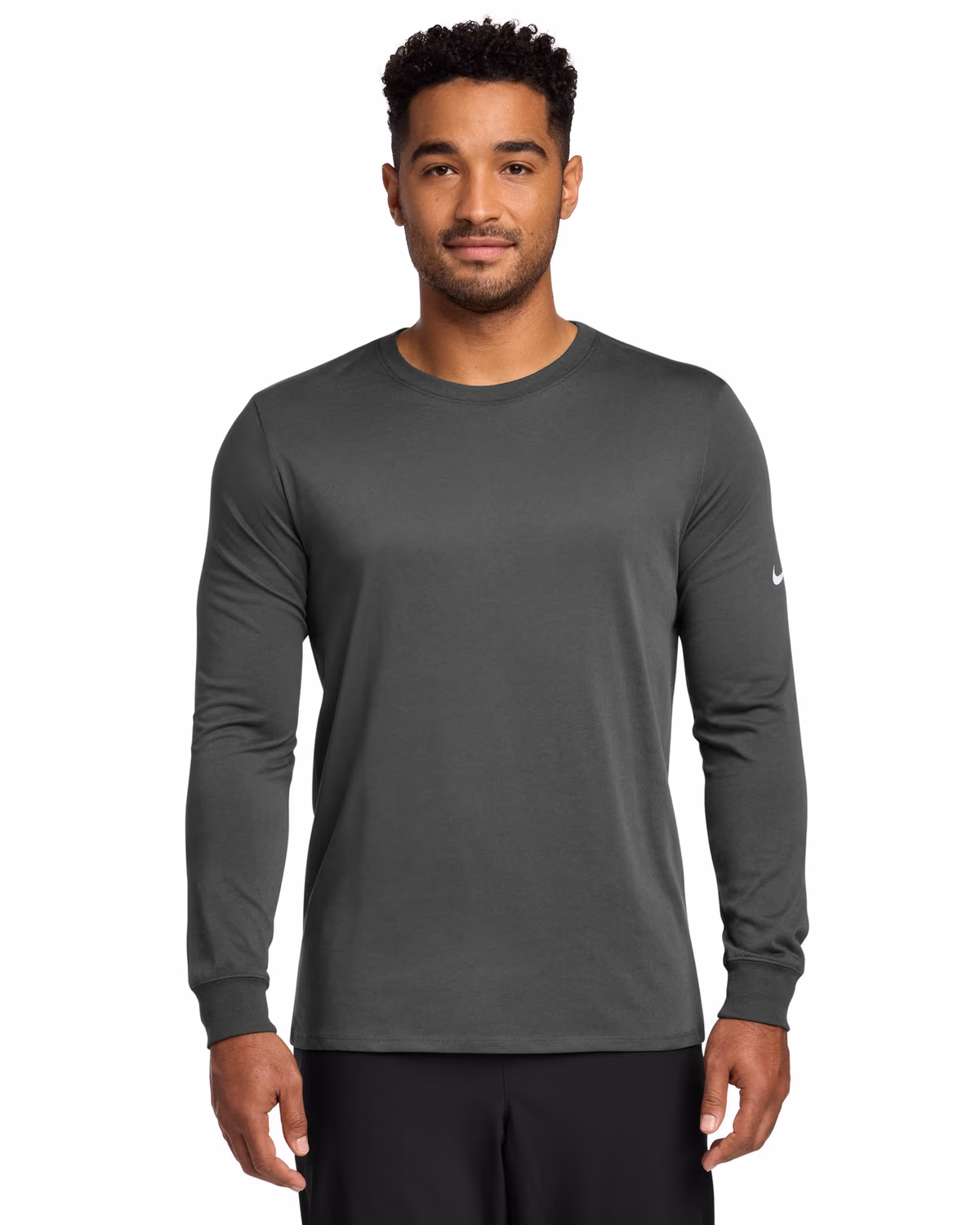 Custom Nike Dri-FIT Cotton/Poly Long Sleeve Tee - Anthracite front 2