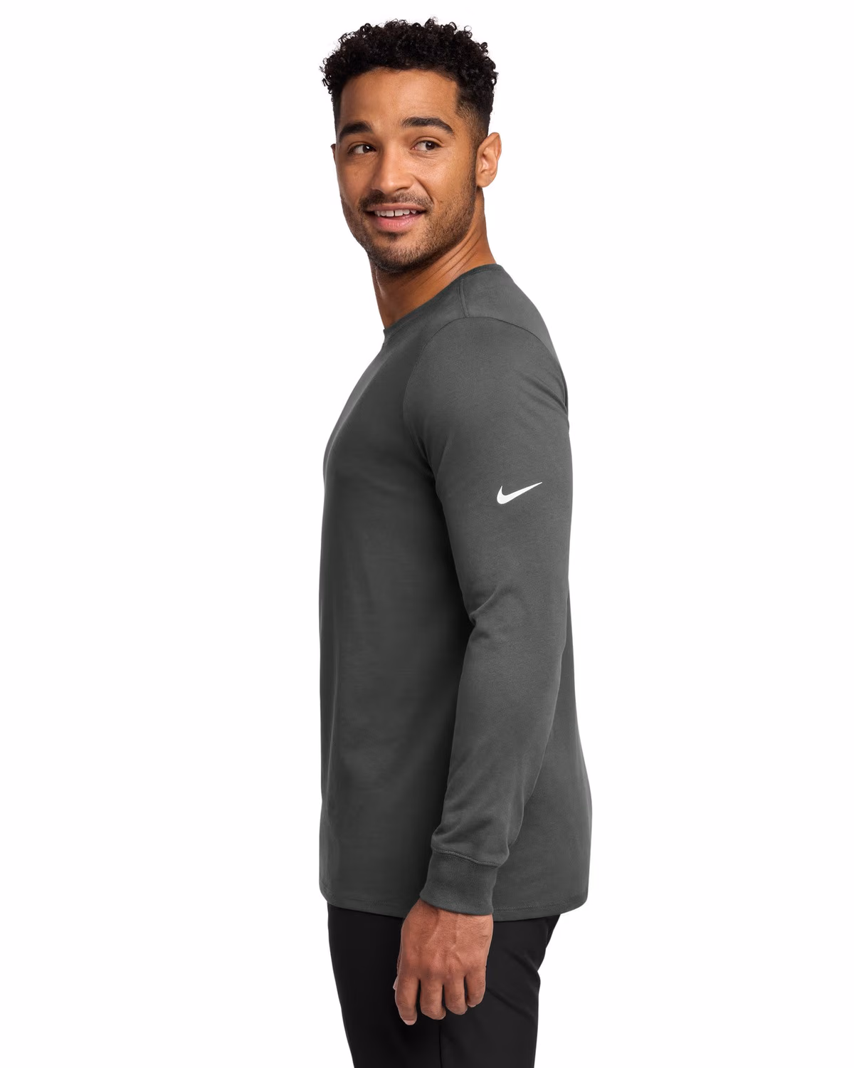 Custom Nike Dri-FIT Cotton/Poly Long Sleeve Tee - Anthracite side