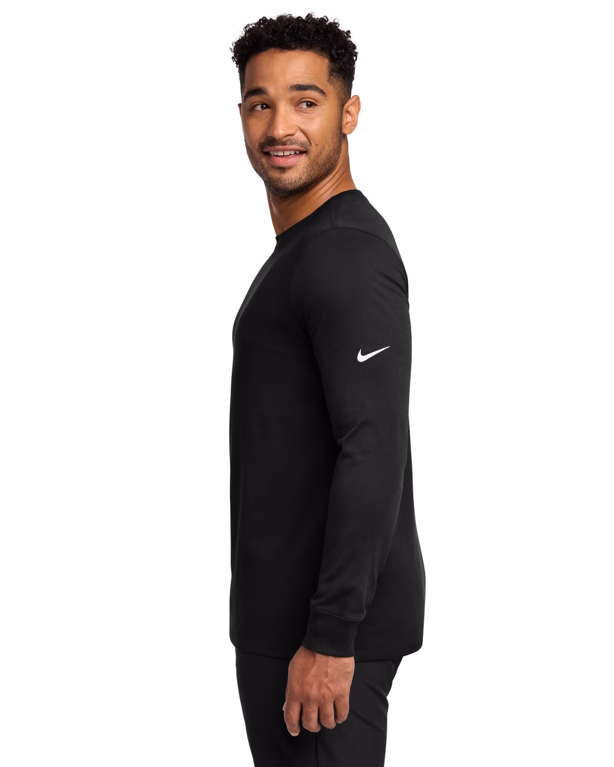 Custom Nike Dri-FIT Cotton/Poly Long Sleeve Tee - Black side