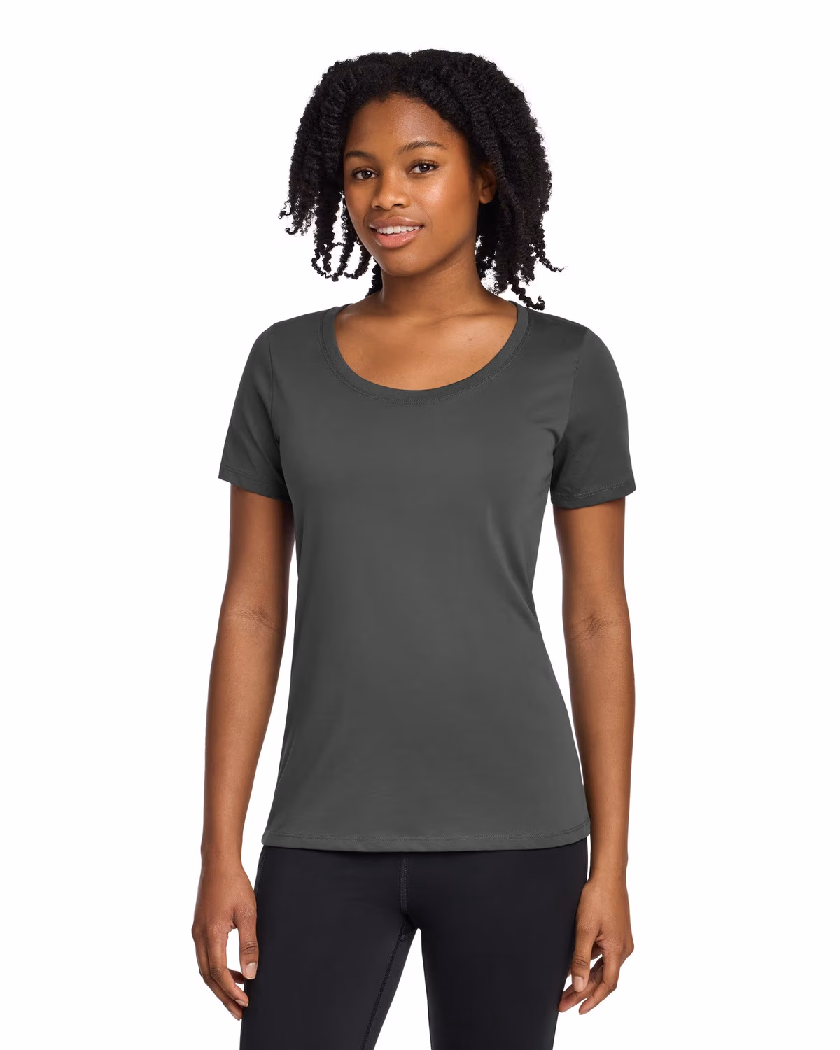 Custom Nike Women's Dri-FIT Cotton/Poly Scoop Neck Tee - Anthracite front 2