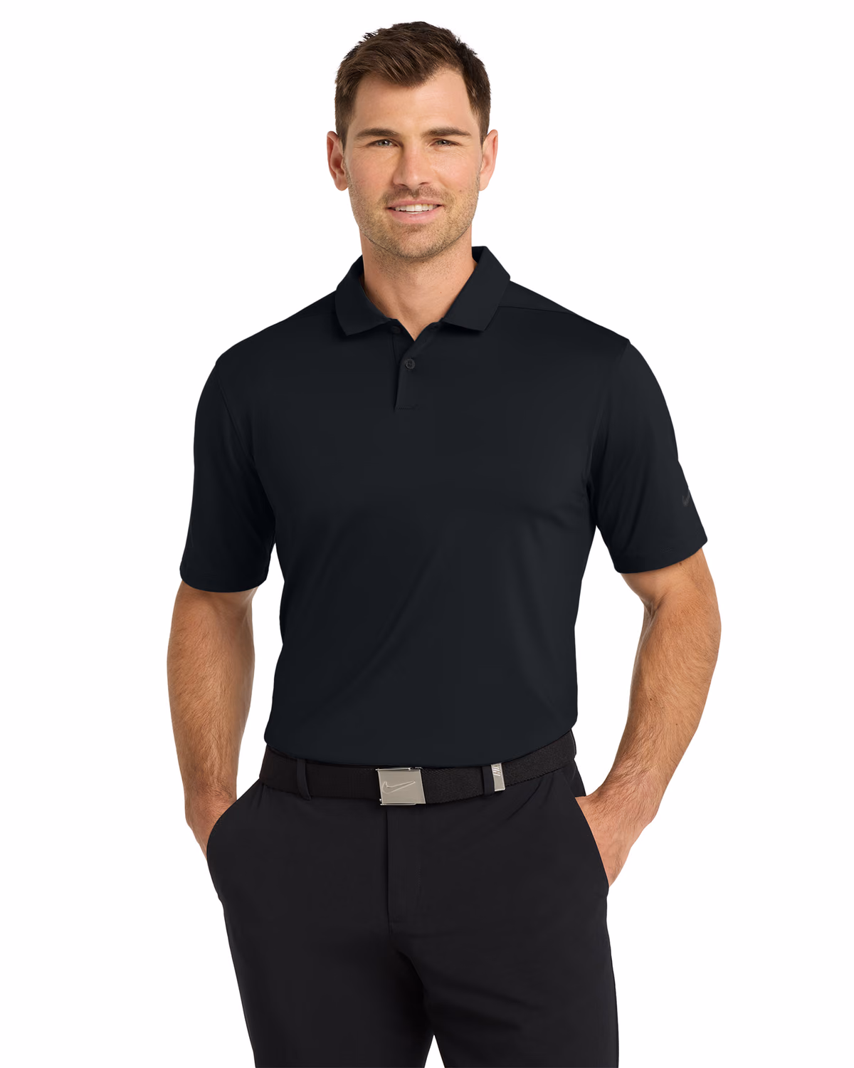Custom Nike Dri-FIT Vapor Polo, Black, front view