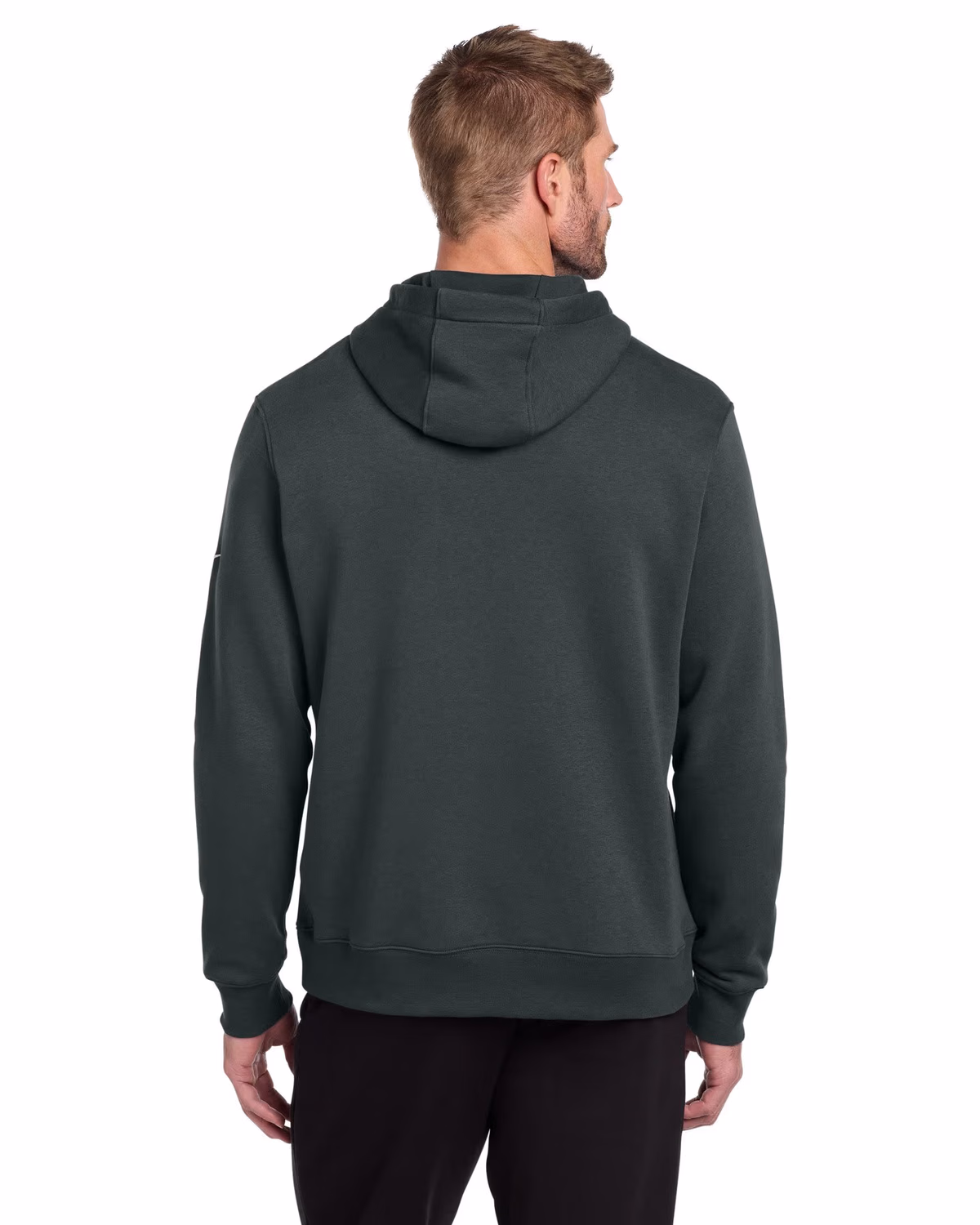 Custom Nike Club Fleece Sleeve Swoosh Pullover Hoodie - Anthracite back