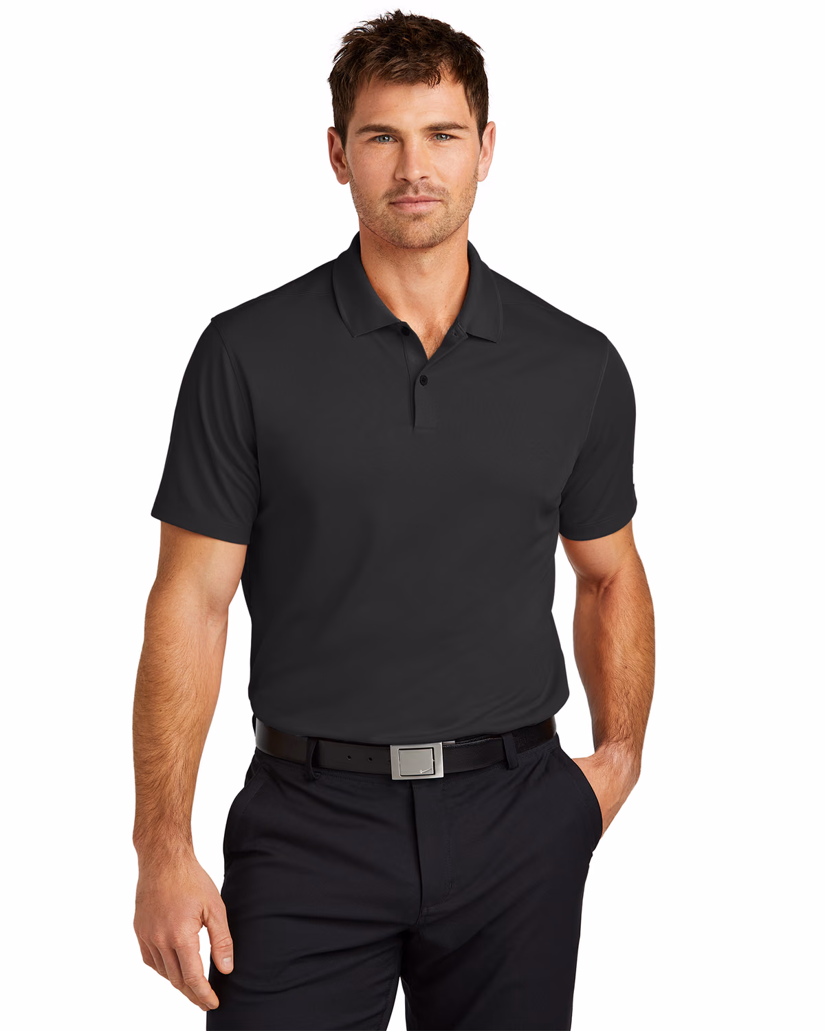 Custom Nike Victory Solid Polo, Black, front view