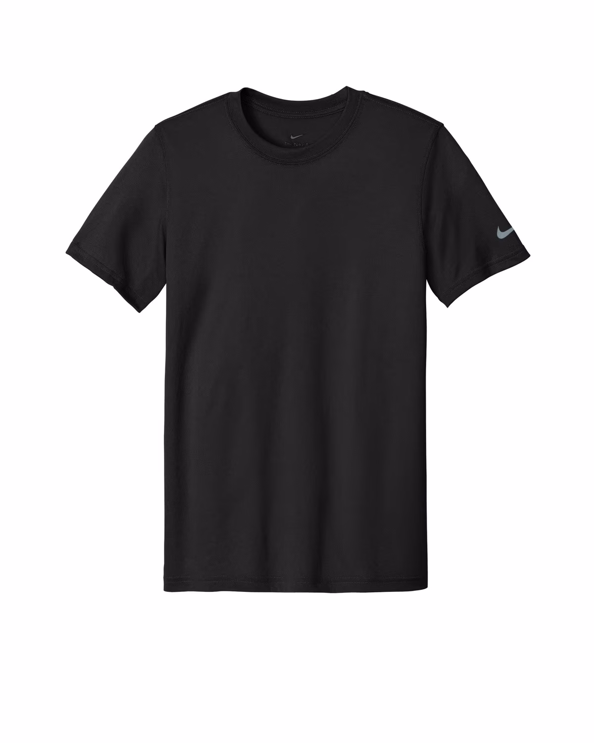 Custom Nike Swoosh Sleeve rLegend Tee - Black flat front