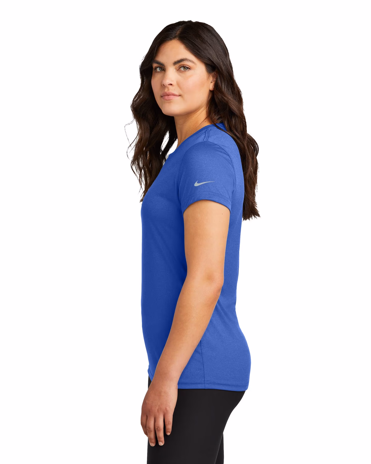 Custom Nike Women's Swoosh Sleeve rLegend Tee - Game Royal side