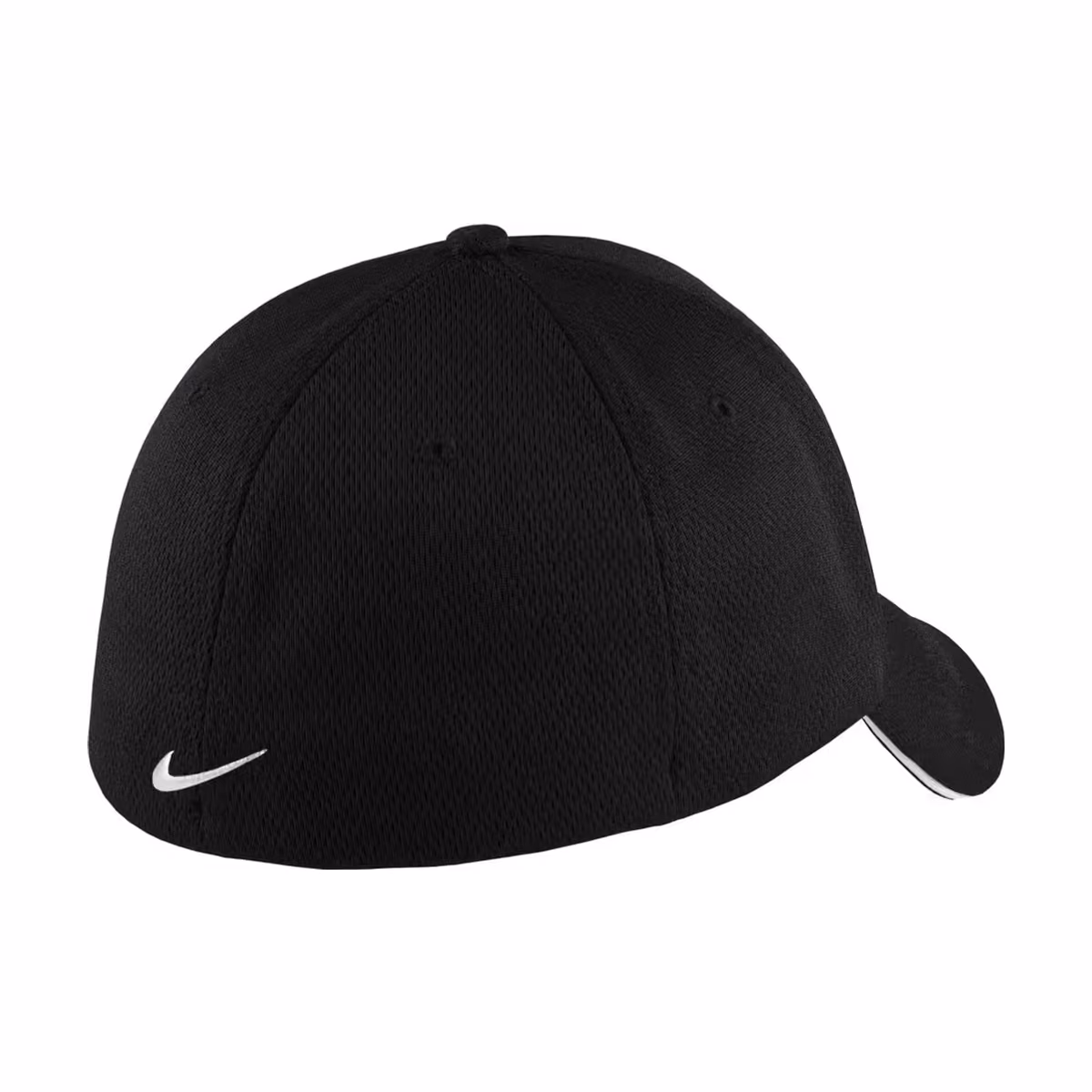 Custom Nike Dri-FIT Stretch Mesh Sandwich Bill Cap - Black/ White flat back
