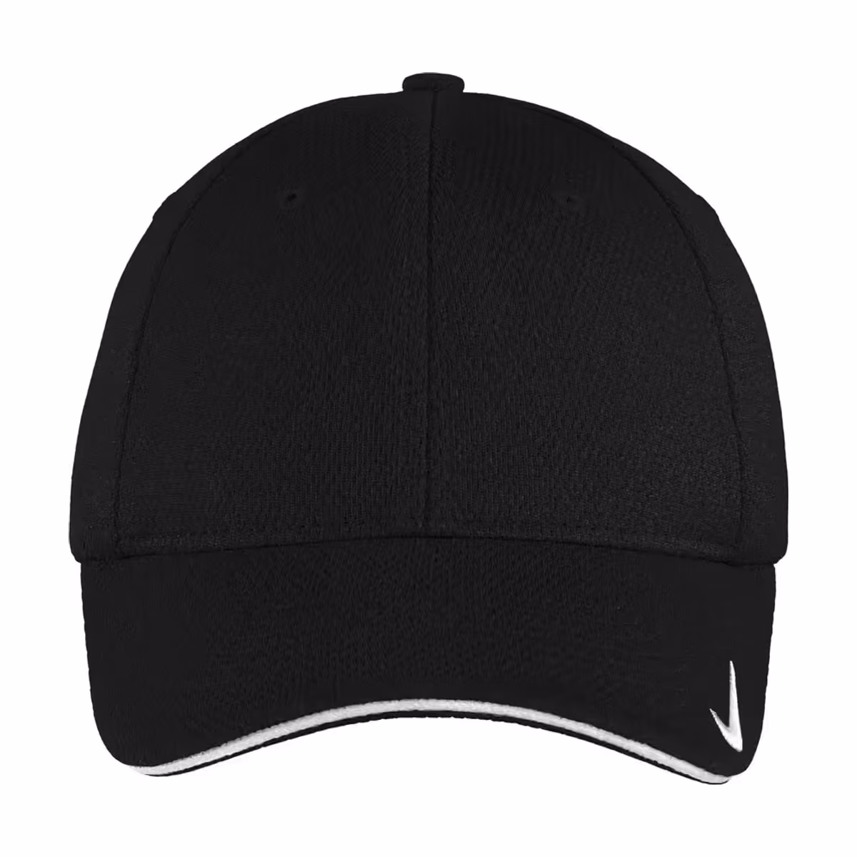 Custom Nike Dri-FIT Stretch Mesh Sandwich Bill Cap - Black/ White front