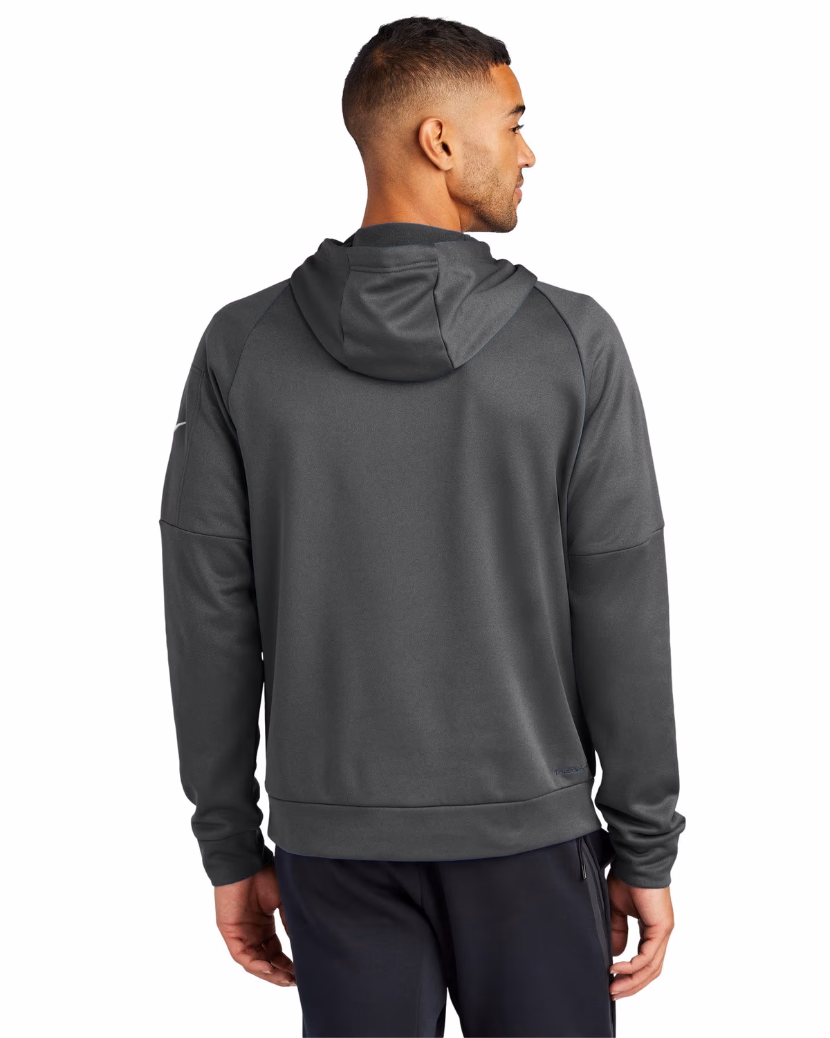 Custom Nike Therma-FIT Pocket 1/4-Zip Fleece Hoodie - Anthracite back