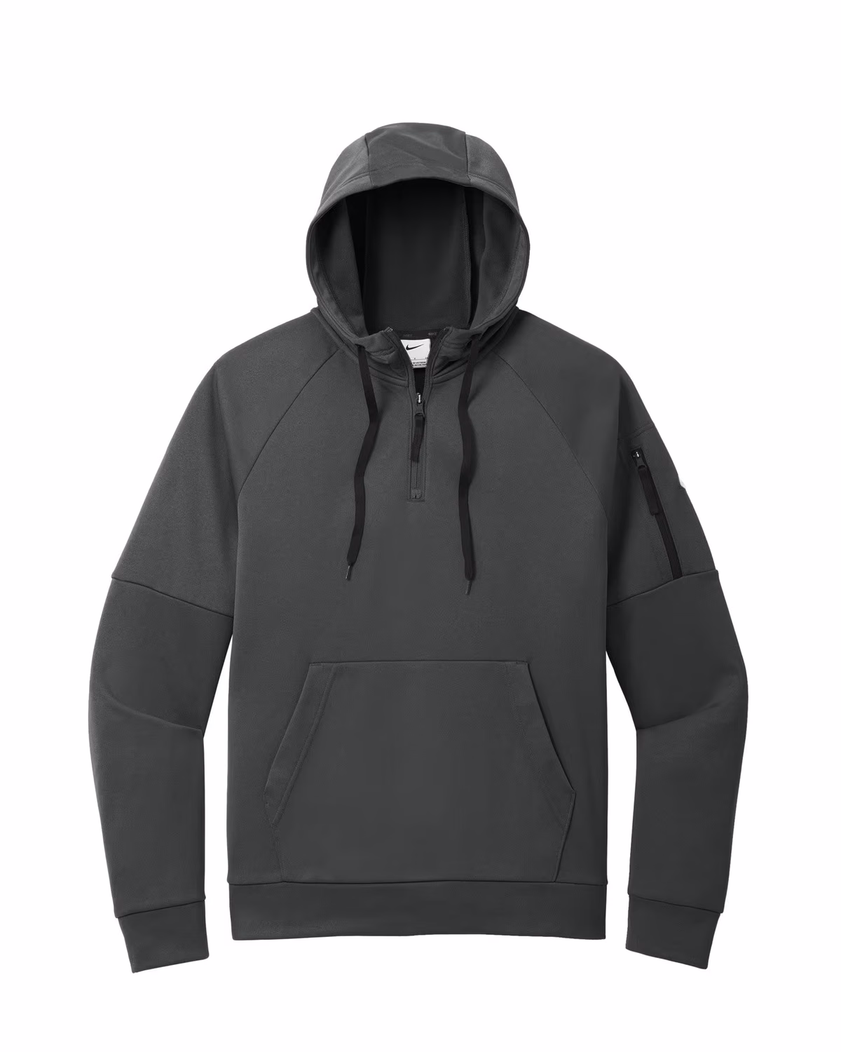 Custom Nike Therma-FIT Pocket 1/4-Zip Fleece Hoodie - Anthracite flat front