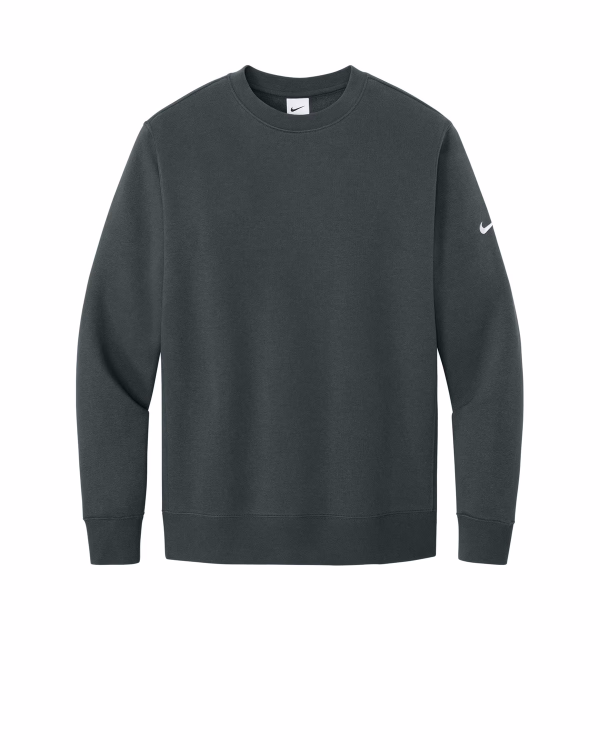 Custom Nike Club Fleece Sleeve Swoosh Crew - Anthracite flat front
