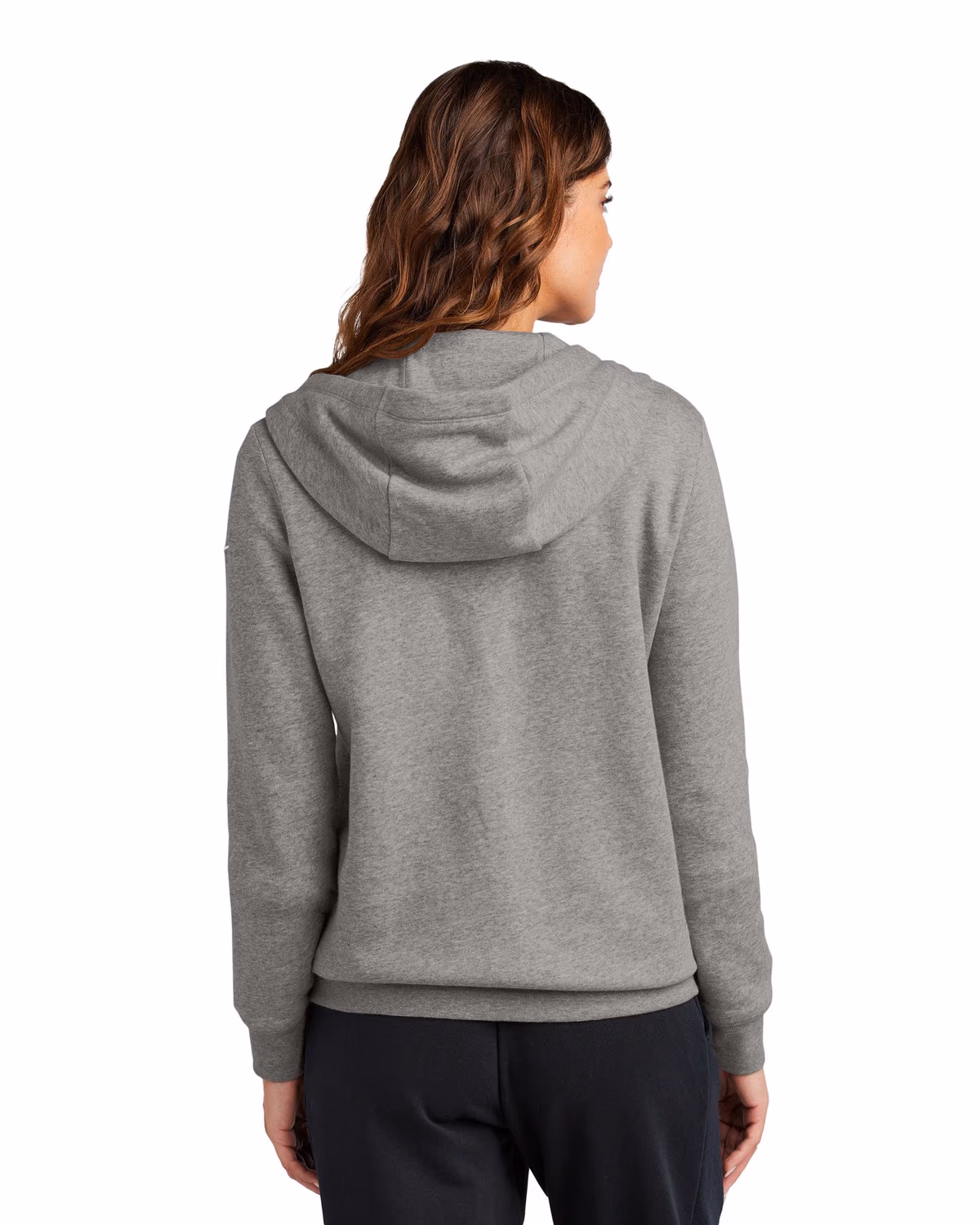 Custom Nike Women's Club Fleece Sleeve Swoosh Full-Zip Hoodie - Charcoal Heather back