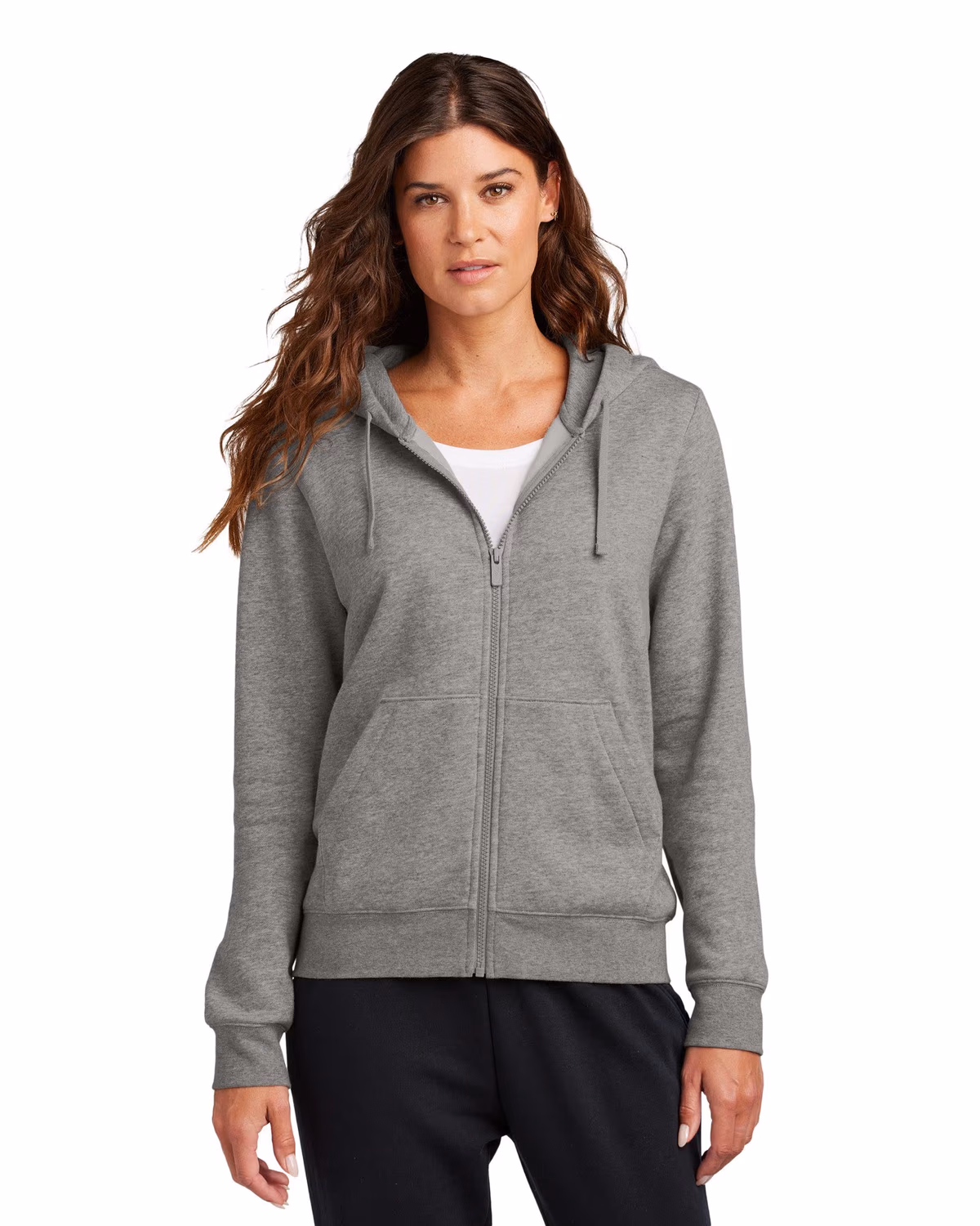 Custom Nike Women's Club Fleece Sleeve Swoosh Full-Zip Hoodie - Charcoal Heather front