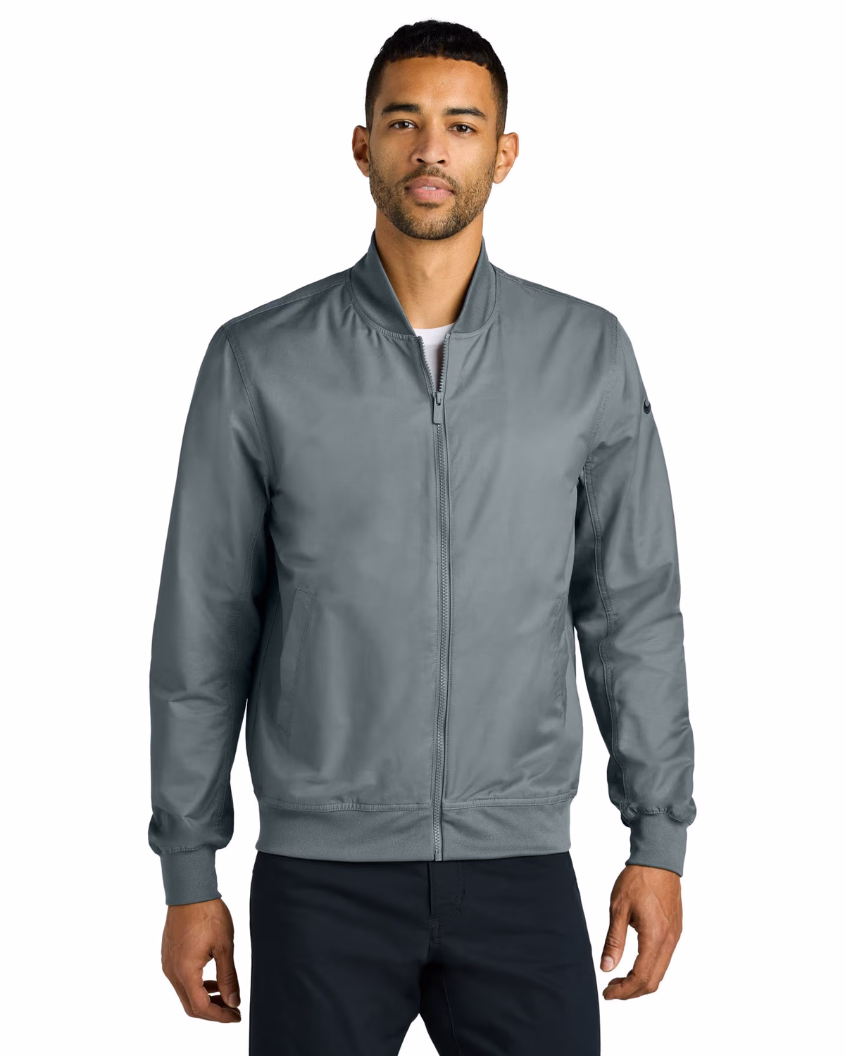 Custom Nike Bomber Jacket - Cool Grey front