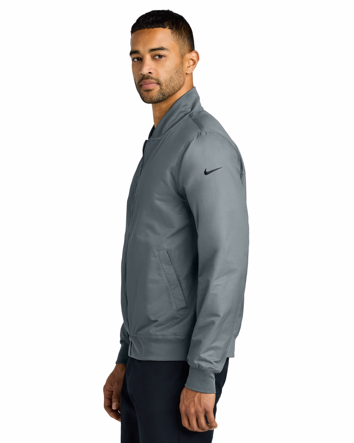 Custom Nike Bomber Jacket - Cool Grey side